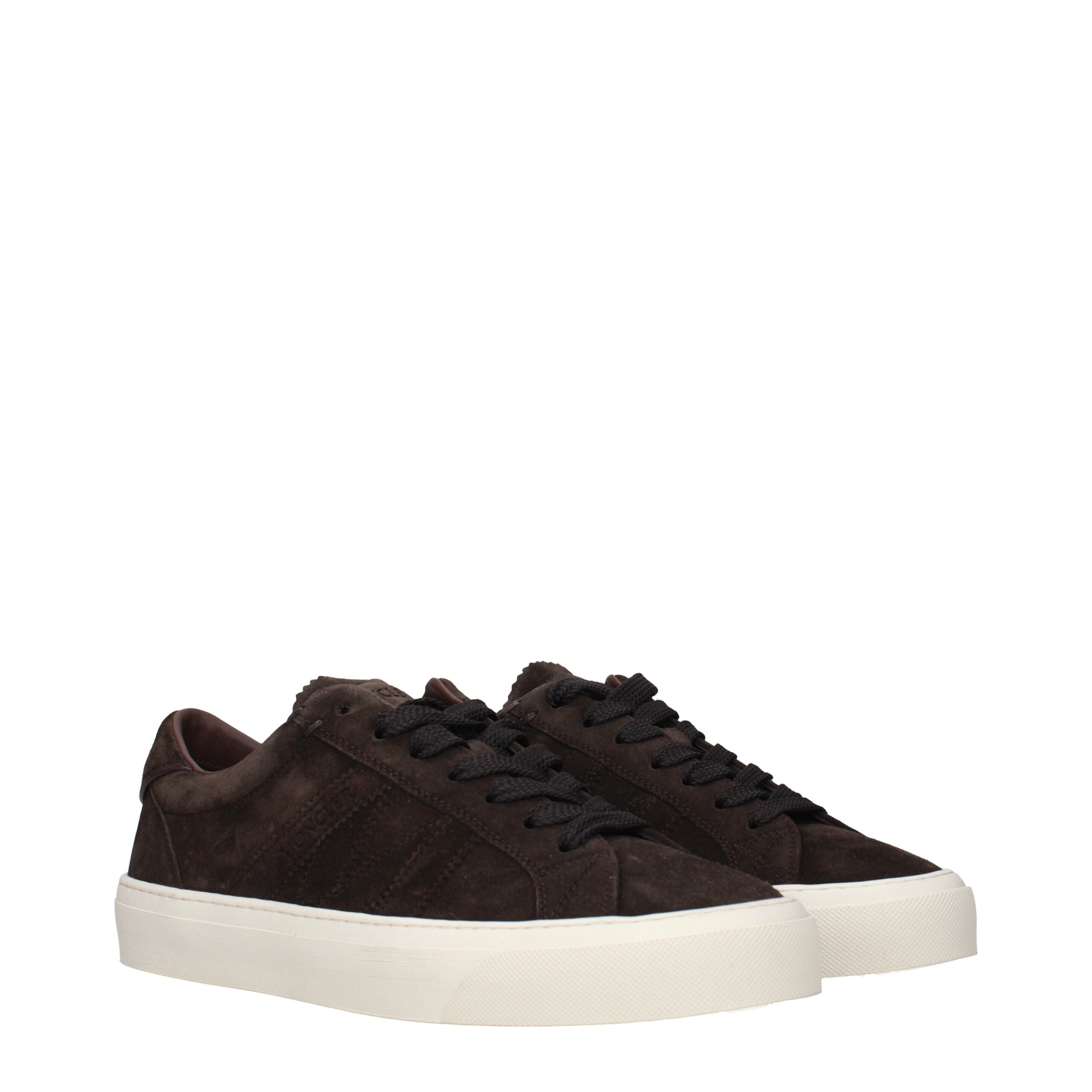Moncler Monaco Low Top Sneakers in Light Brown Suede