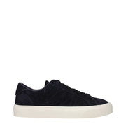 Moncler Monaco Low Top Sneakers in Navy Blue Suede
