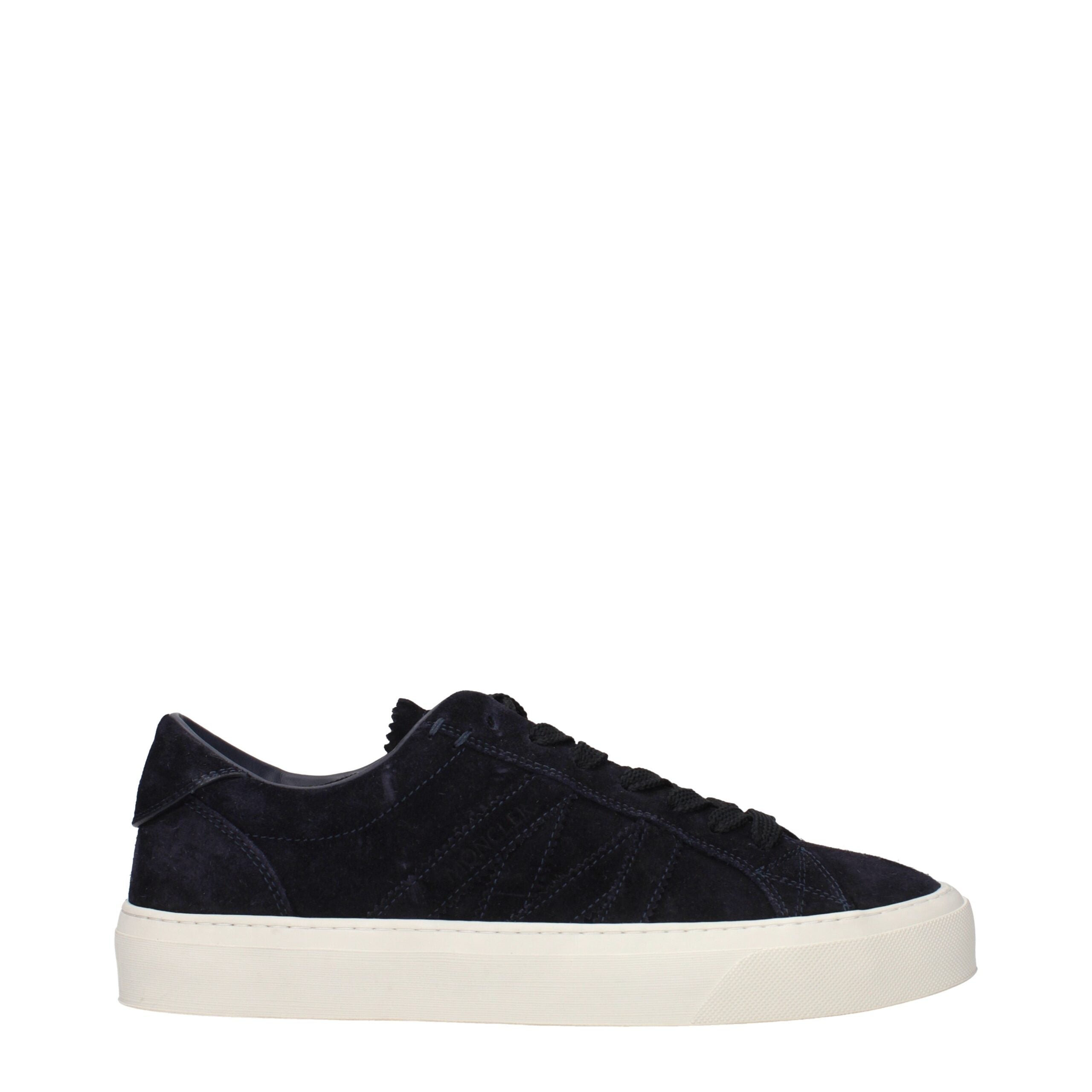 Moncler Monaco Low Top Sneakers in Navy Blue Suede