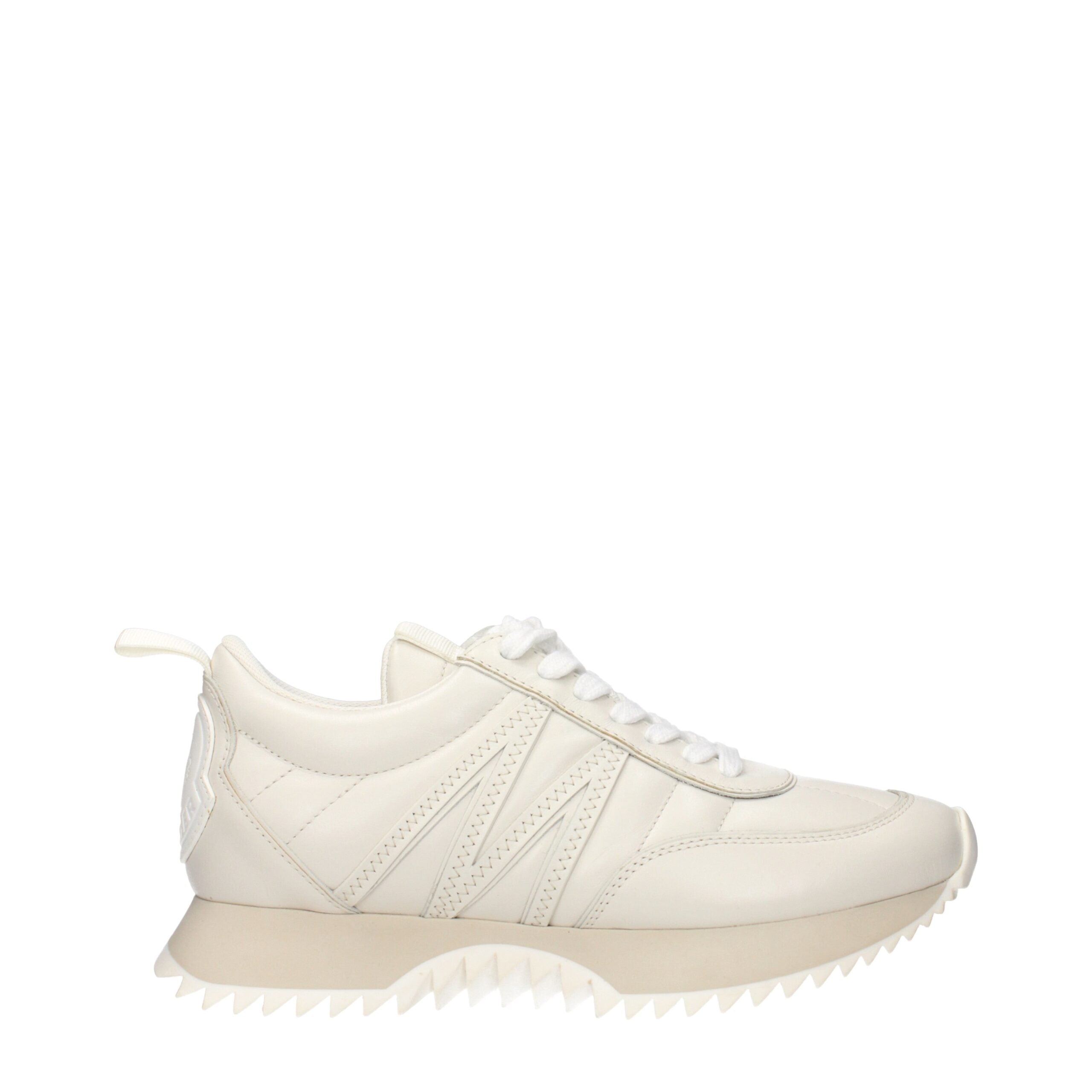 Moncler Low Top Sneakers in Beige Leather and Suede