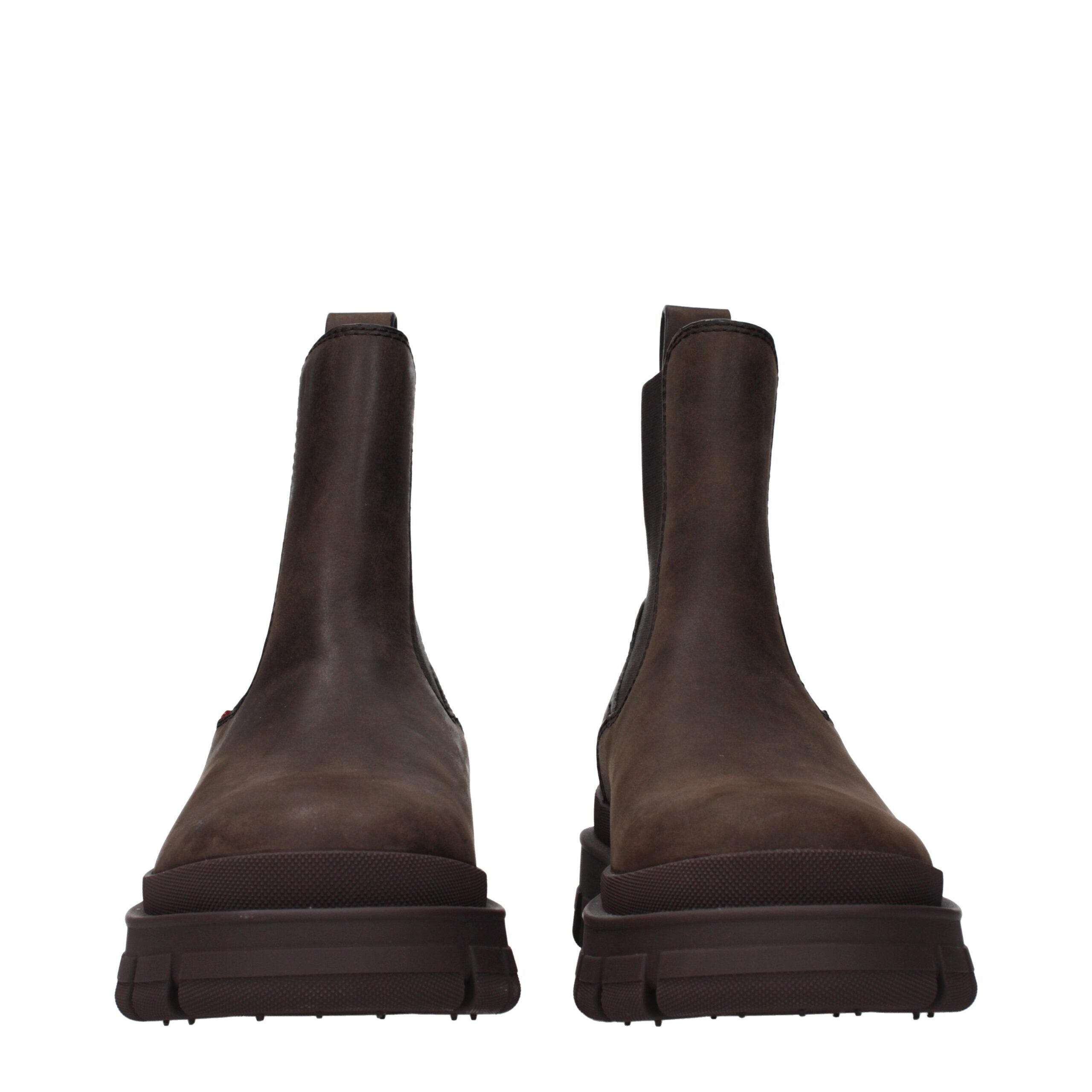 Moncler Brown Suede Ankle Boots with Distressed Vintage Details