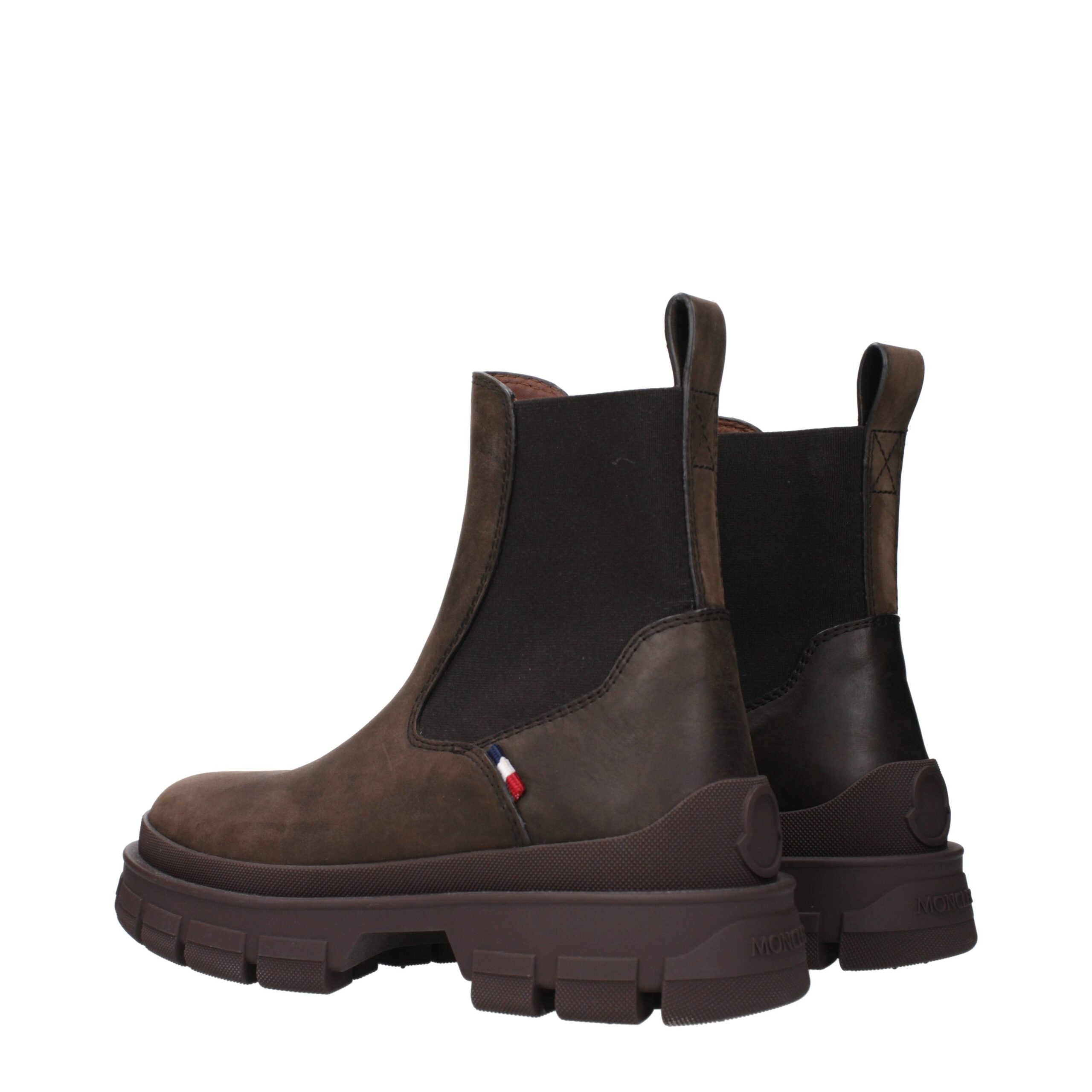 Moncler Brown Suede Ankle Boots with Distressed Vintage Details