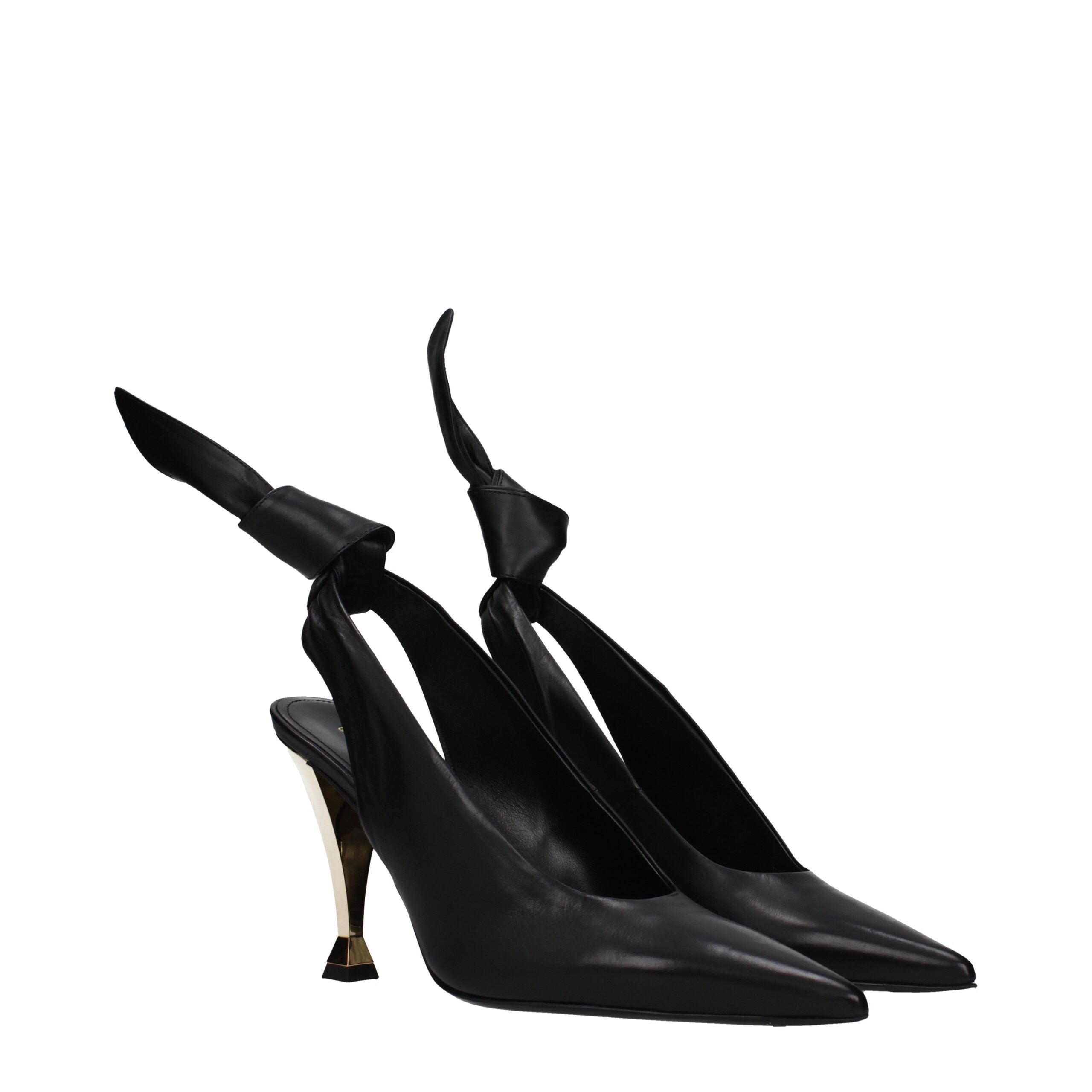Givenchy High Heel Sandals in Black Leather with a Vintage Effect