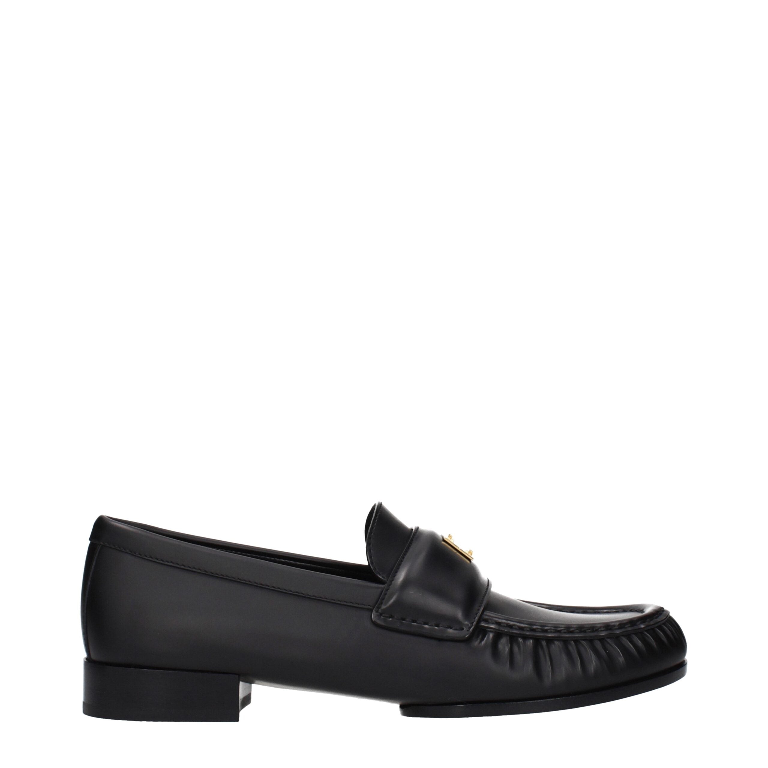 Givenchy Black Leather Slip-On Loafers with Front Logo