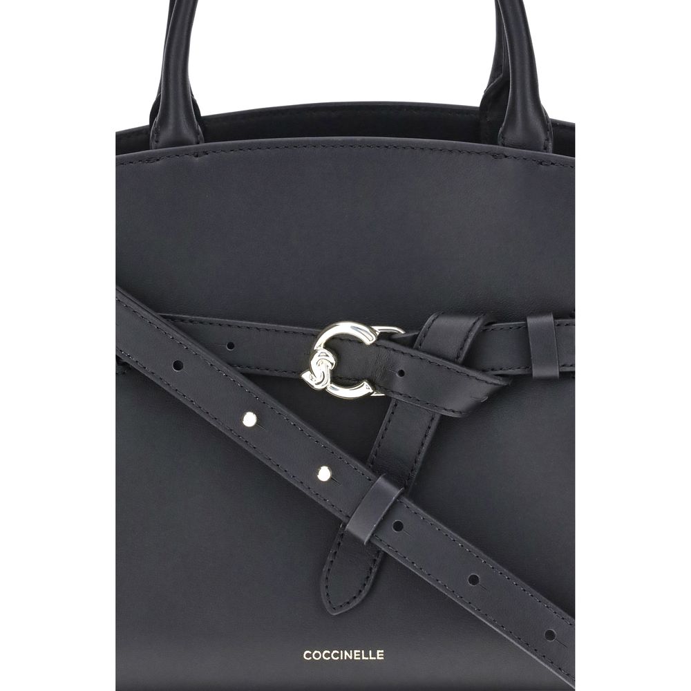 Coccinelle Sabine Medium Handbag in Smooth Black Leather