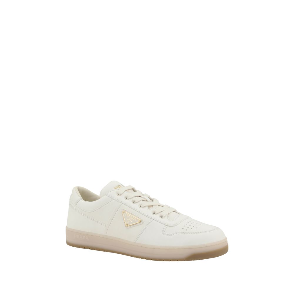 Prada Sneakers Downtown Uomo in Pelle Bianca Logo Triangolo SS26