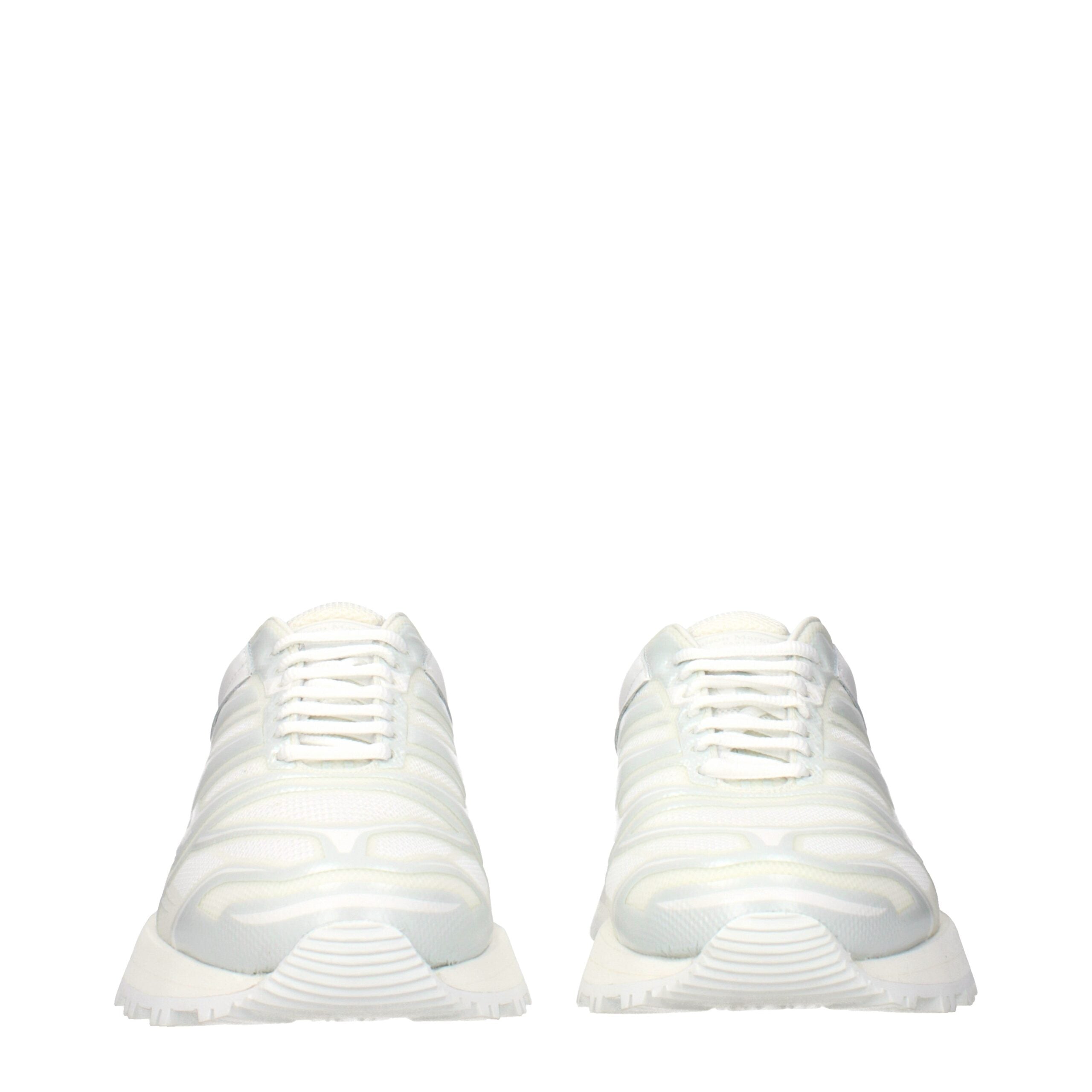 Maison Margiela Men's White Fabric Sneakers with Logo