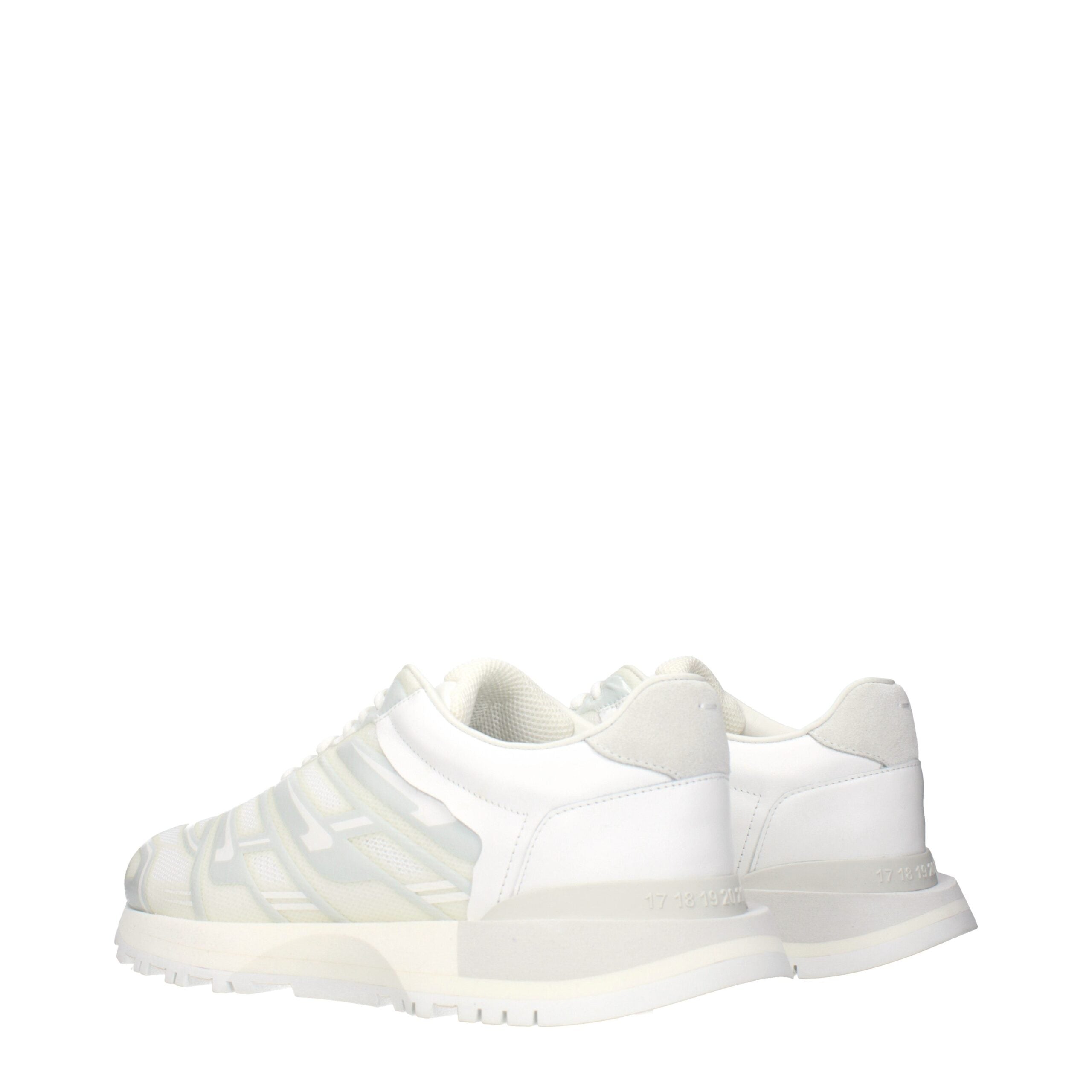 Maison Margiela Men's White Fabric Sneakers with Logo