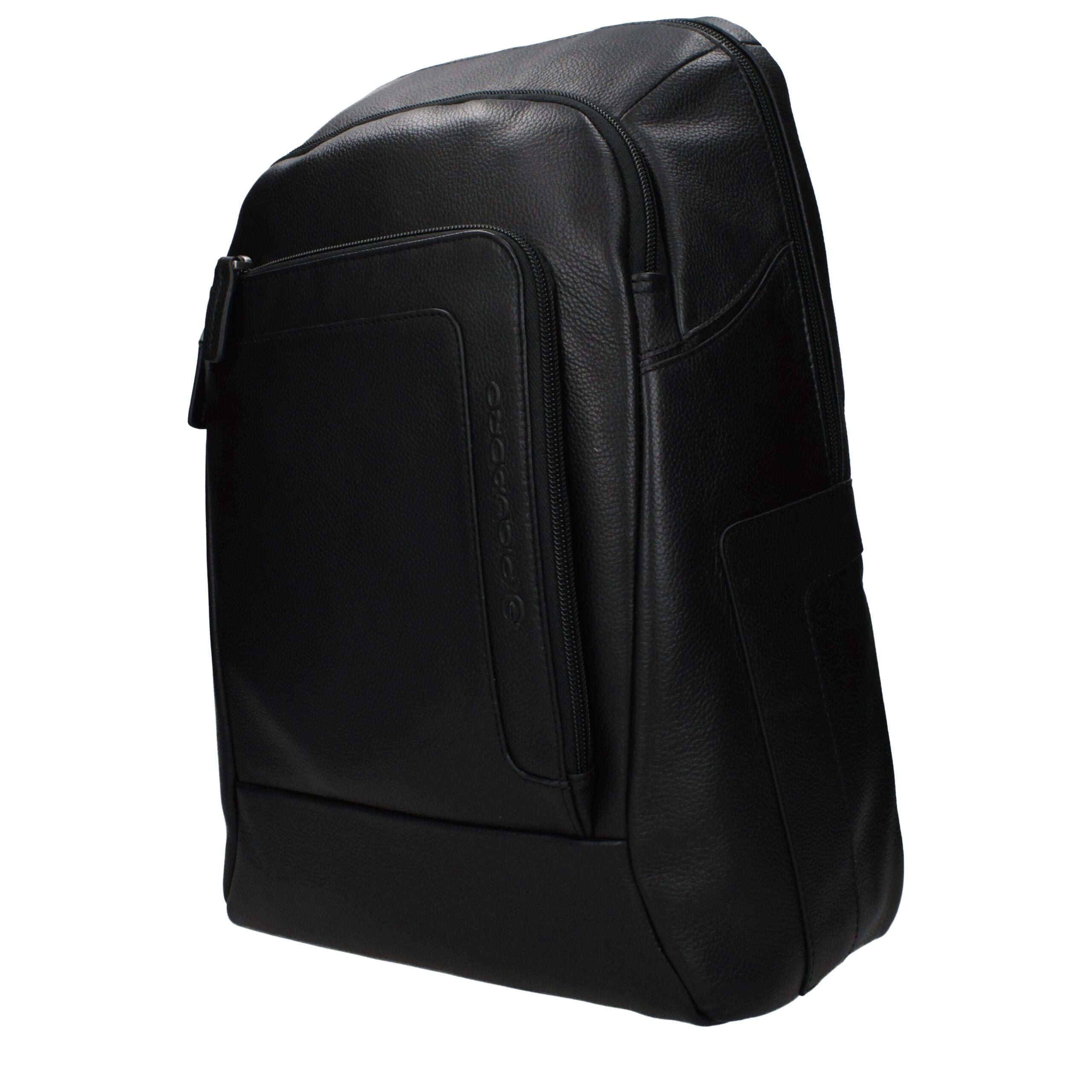 Piquadro CA3214X1N Black Leather Laptop Backpack with Vintage Effect