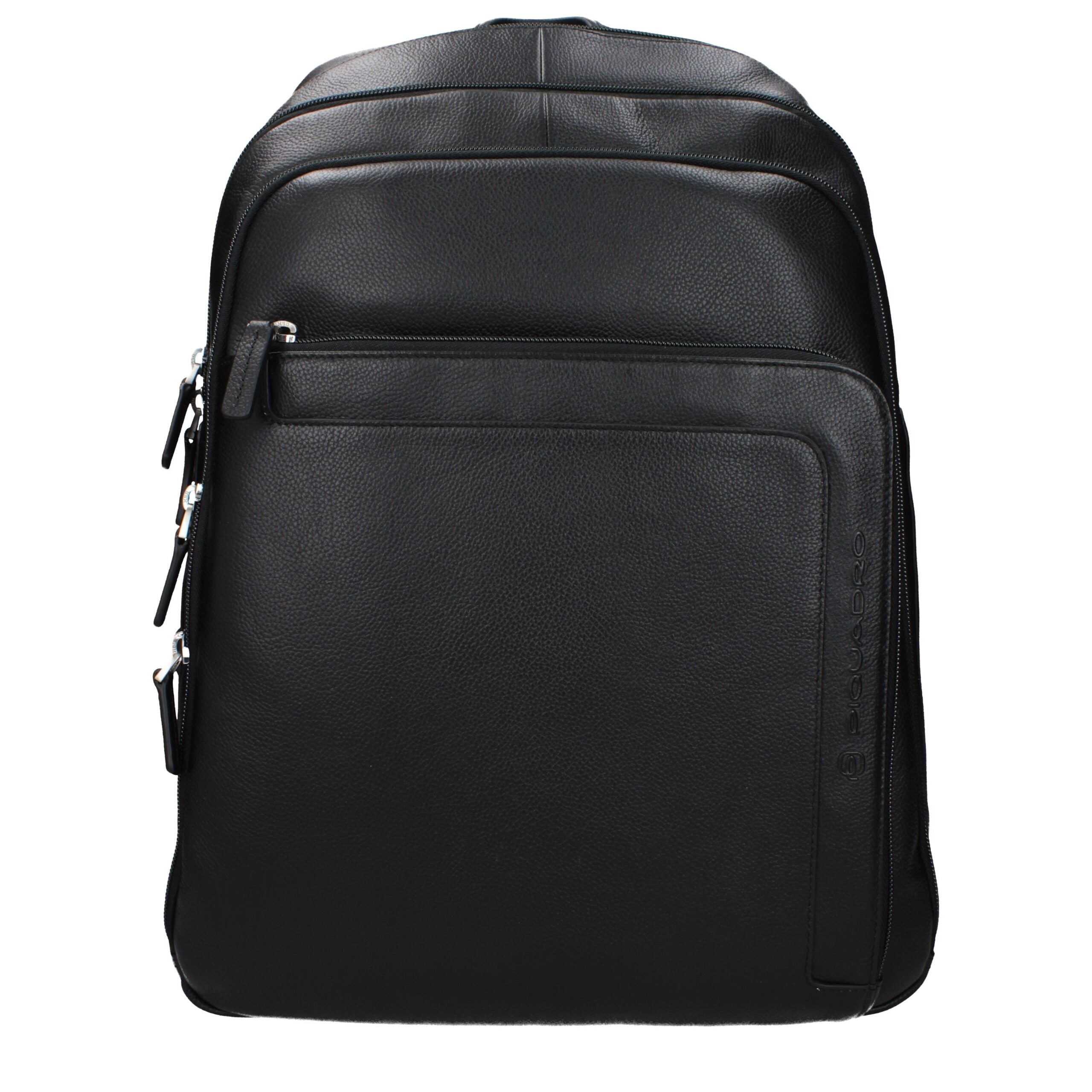 Piquadro CA4830X1N Black Leather Laptop Backpack with Vintage Effect