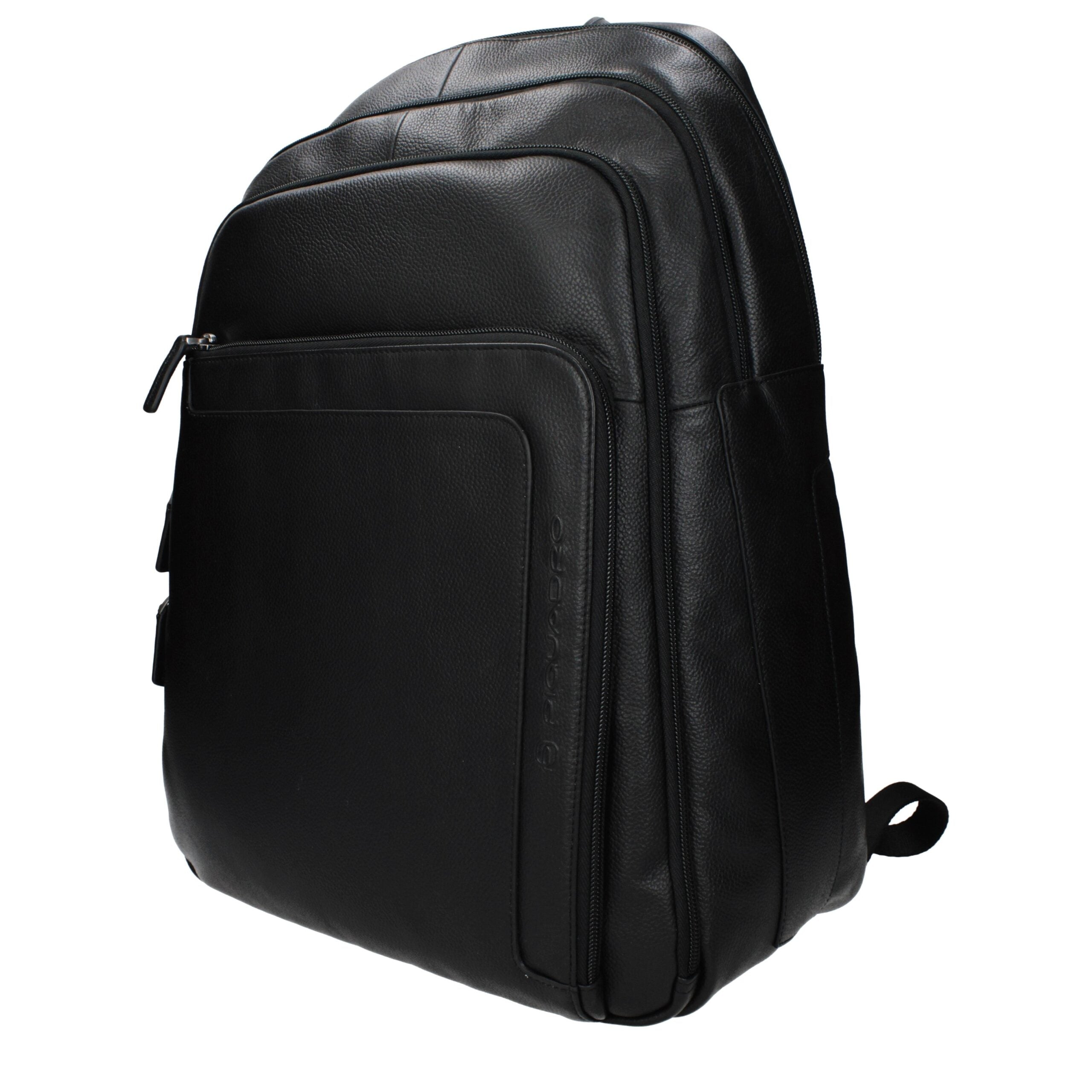 Piquadro CA4830X1N Black Leather Laptop Backpack with Vintage Effect