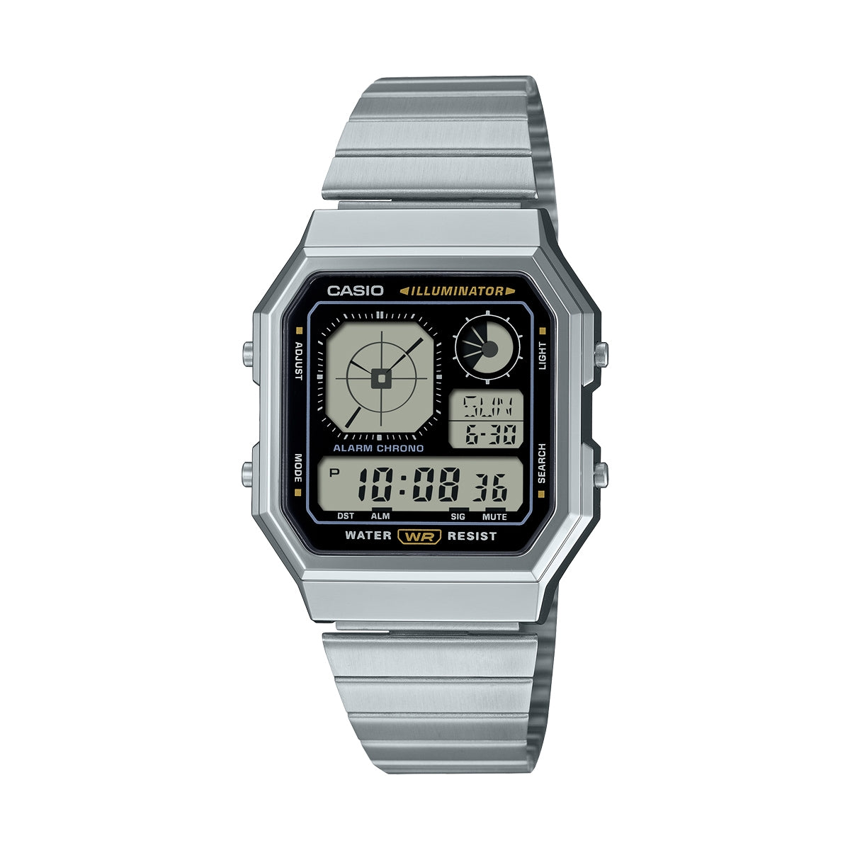 Casio A130WE-1AEF Retro Digital Steel Square Watch