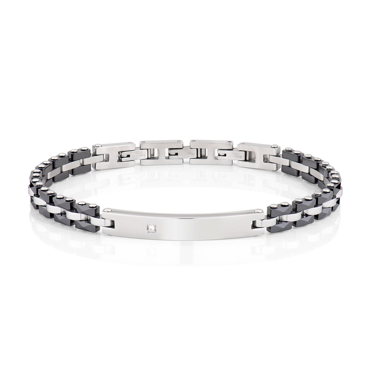 Amen men's steel bracelet with diamonds ACBR1299
