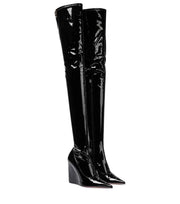 Amina Muaddi Danielle Black Latex Over-the-Knee Boots (AW20)