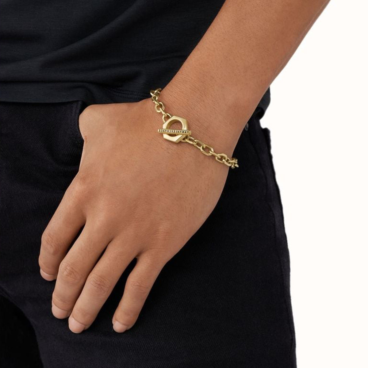 Armani Exchange Men's Bracelet with Large Gold-Tone Steel Chain Links