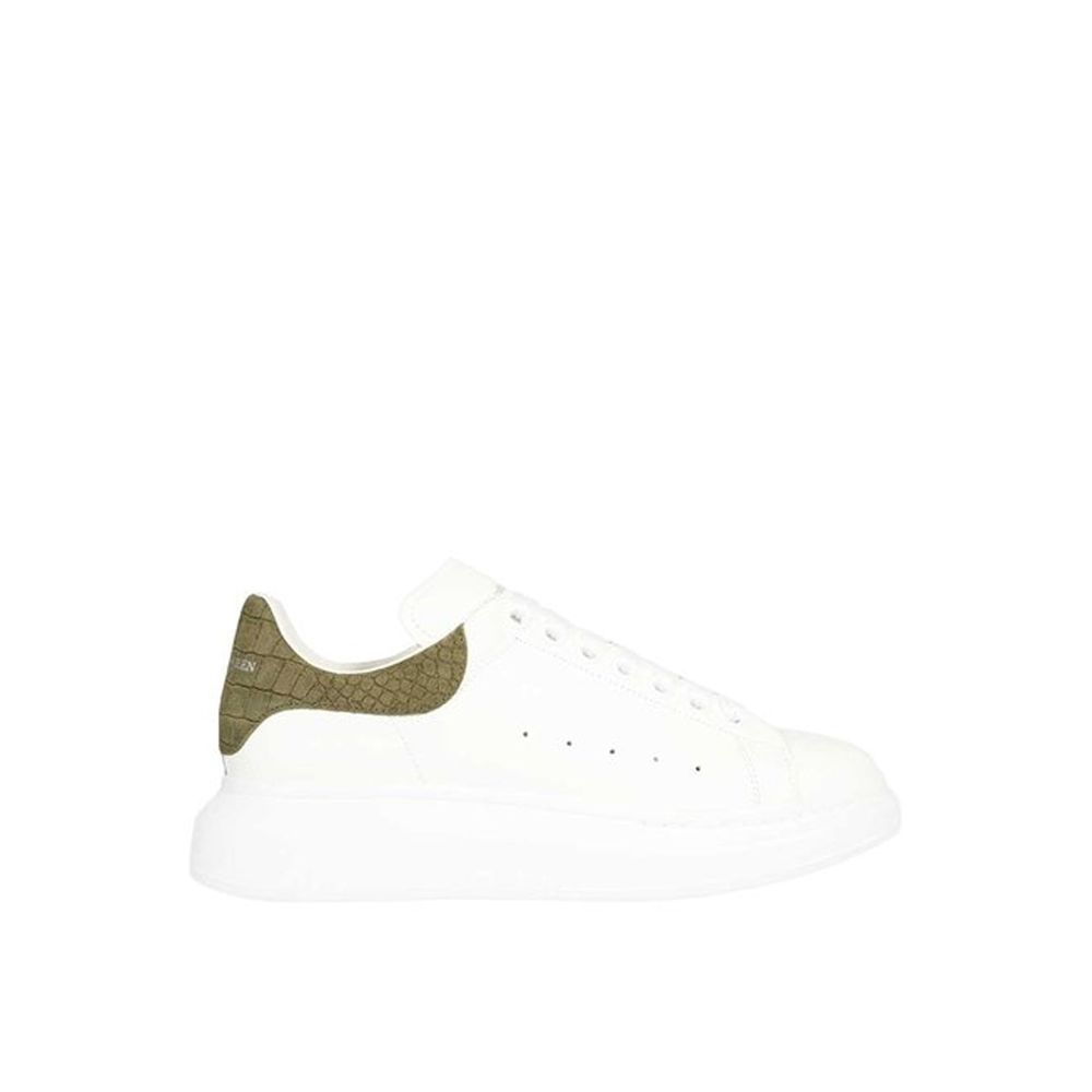 Alexander McQueen Low Top Uomo Croc-Embossed in Vitello Bianco