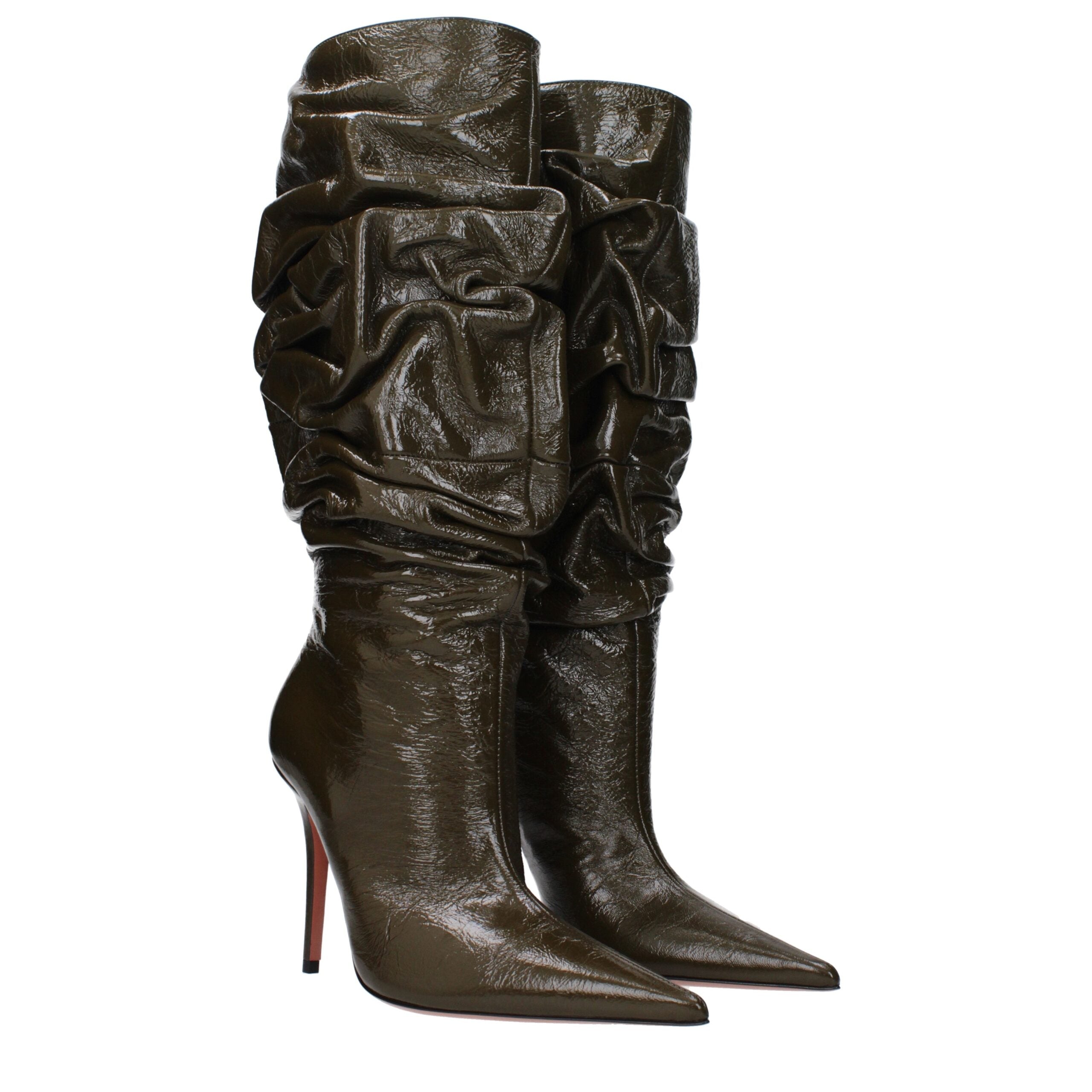 Amina Muaddi Anok Bootie 105mm in Pelle Verde Effetto Vintage