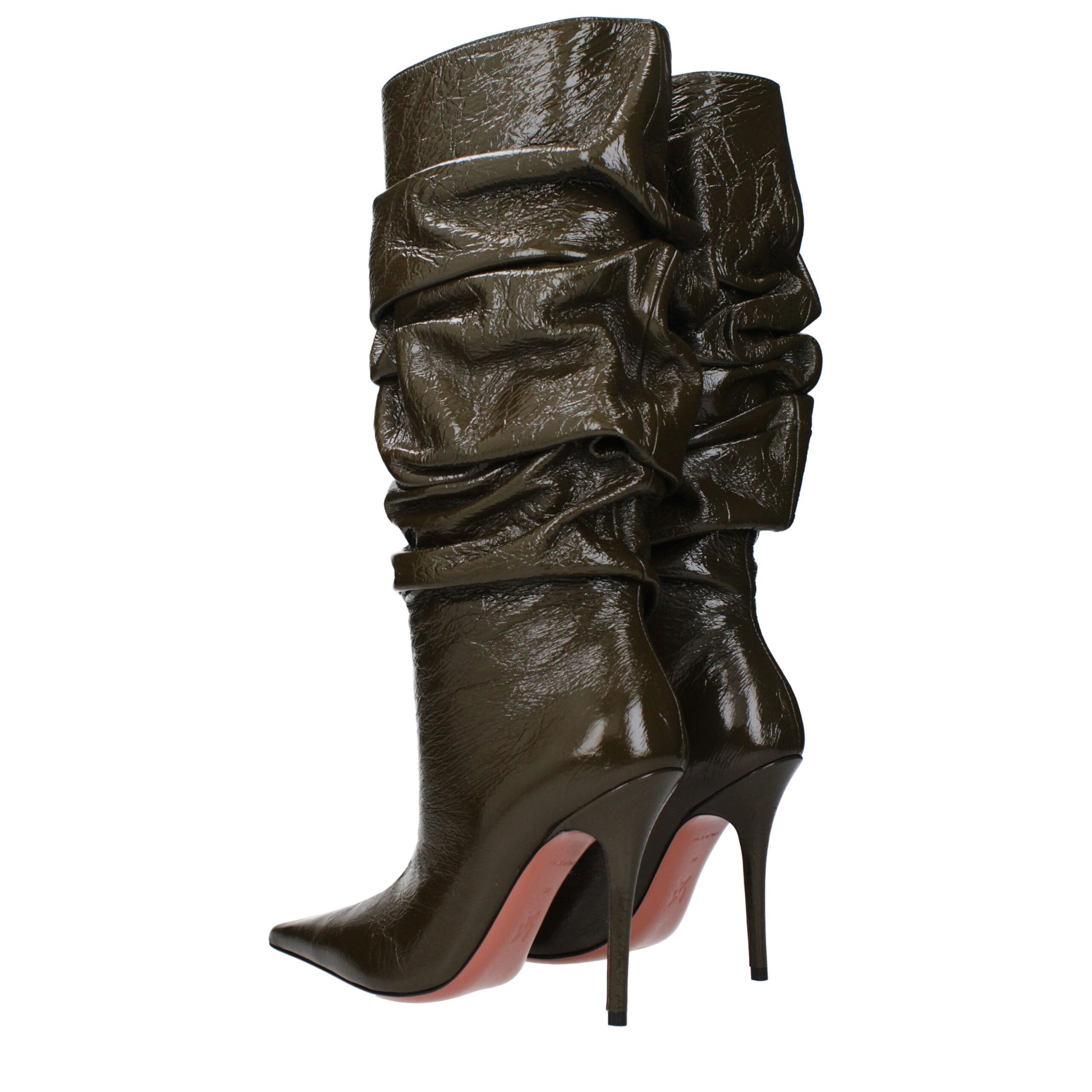 Amina Muaddi Anok Bootie 105mm in Pelle Verde Effetto Vintage