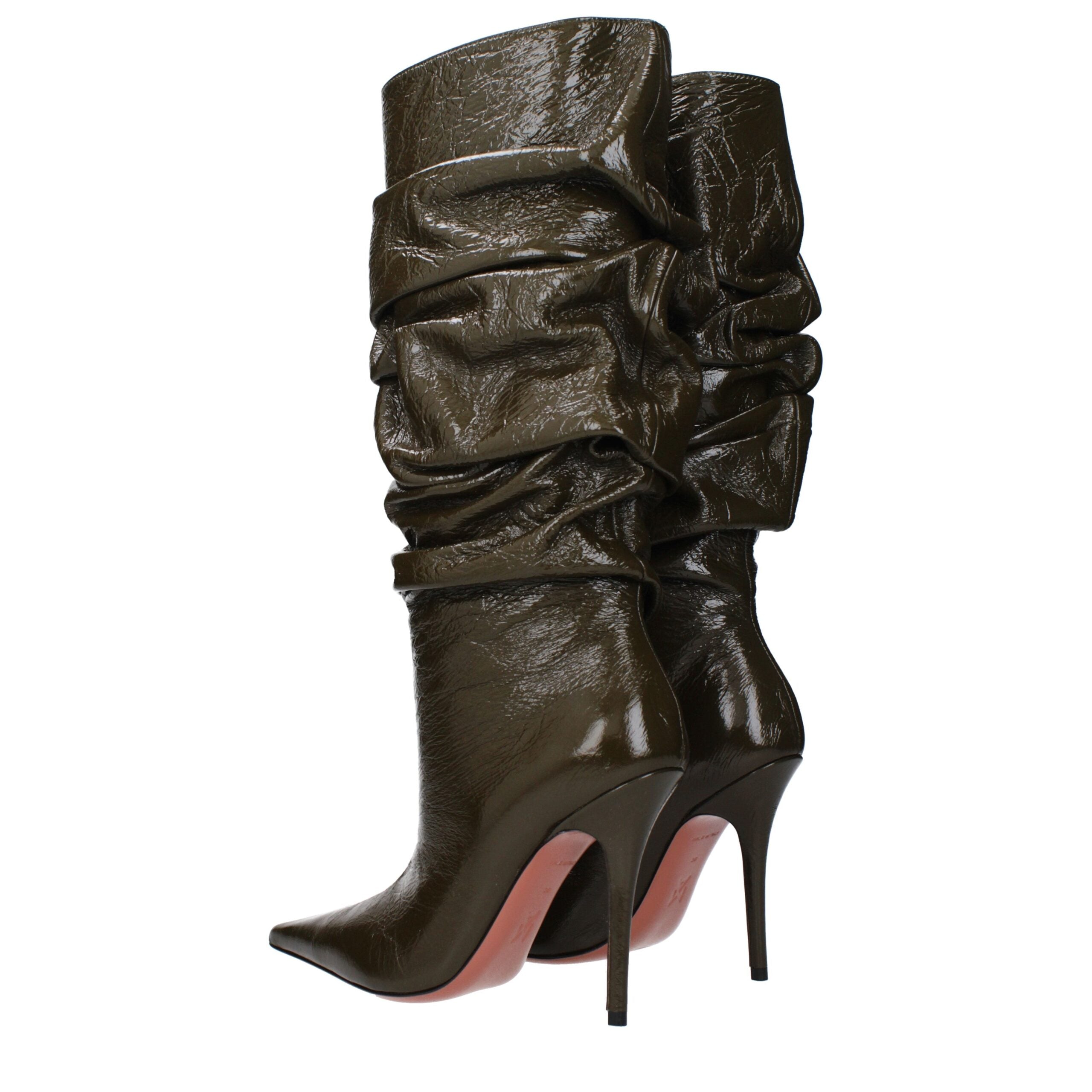 Amina Muaddi Anok Bootie 105mm in Pelle Verde Effetto Vintage