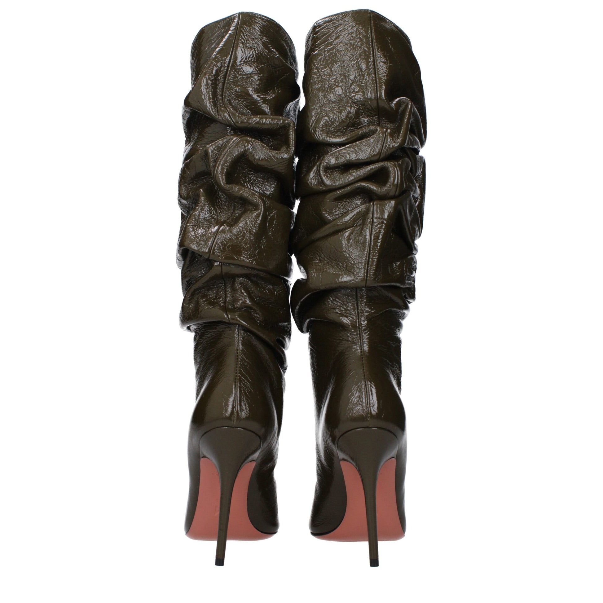 Amina Muaddi Anok Bootie 105mm in Pelle Verde Effetto Vintage