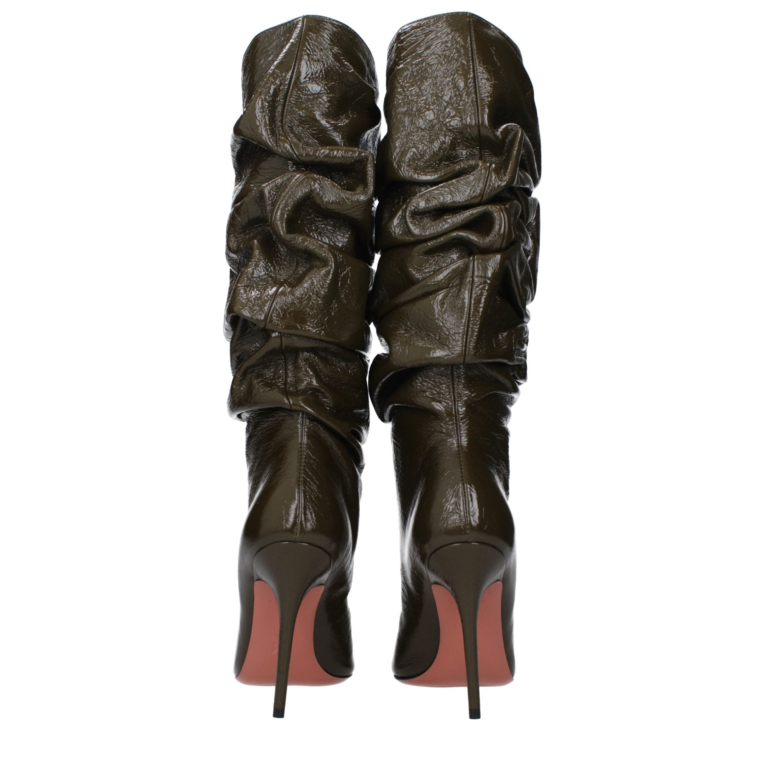 Amina Muaddi Anok Bootie 105mm in Pelle Verde Effetto Vintage
