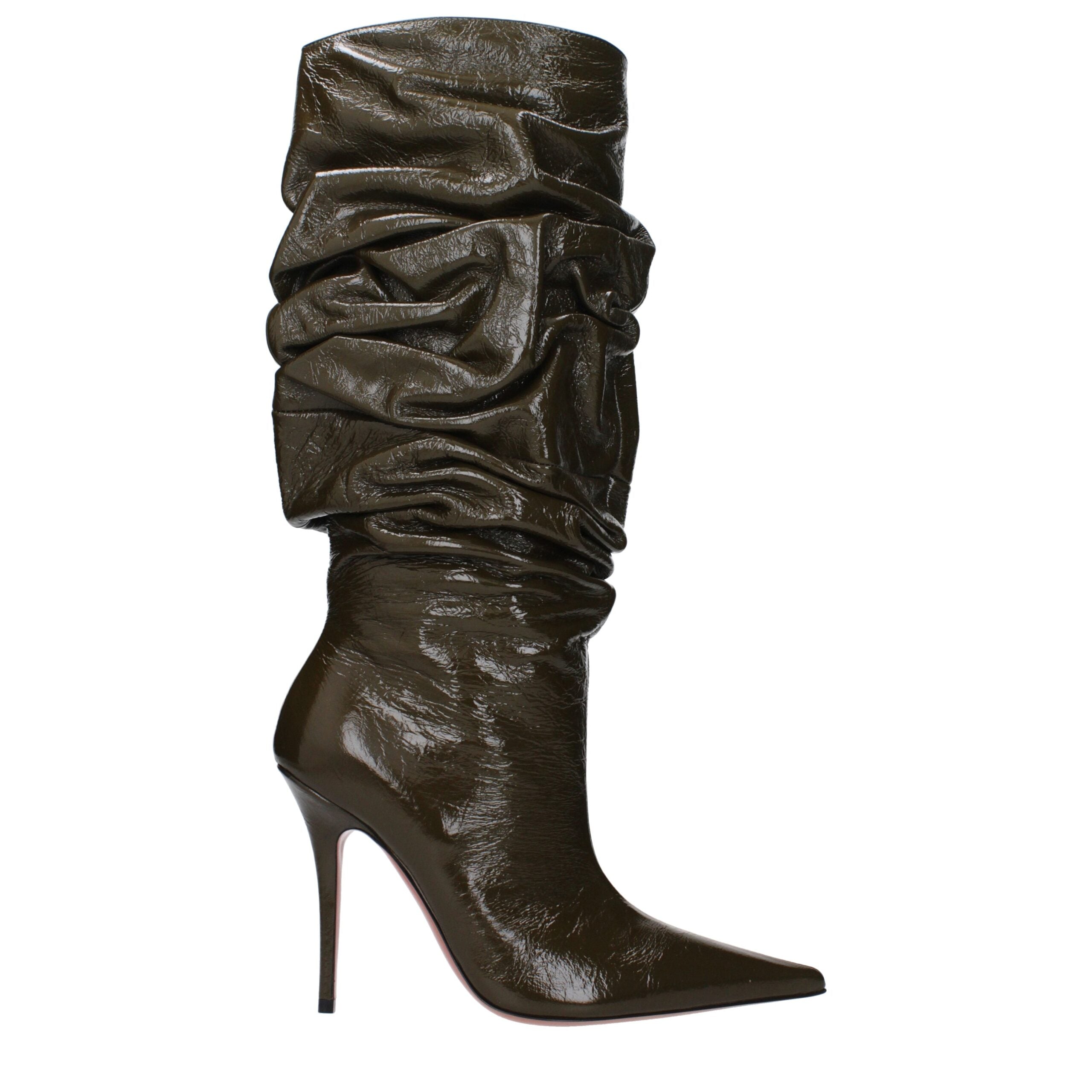Amina Muaddi Anok Bootie 105mm in Pelle Verde Effetto Vintage