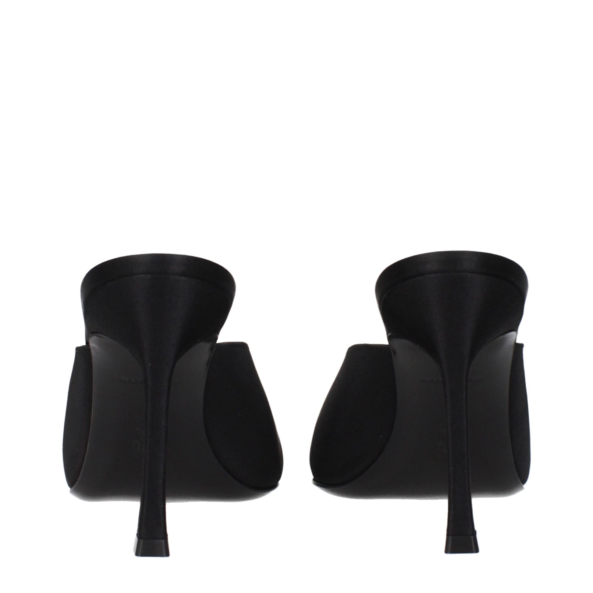 Amina Muaddi Camelia Mule 90 Sandali in Raso Nero (Dettagli Strass)
