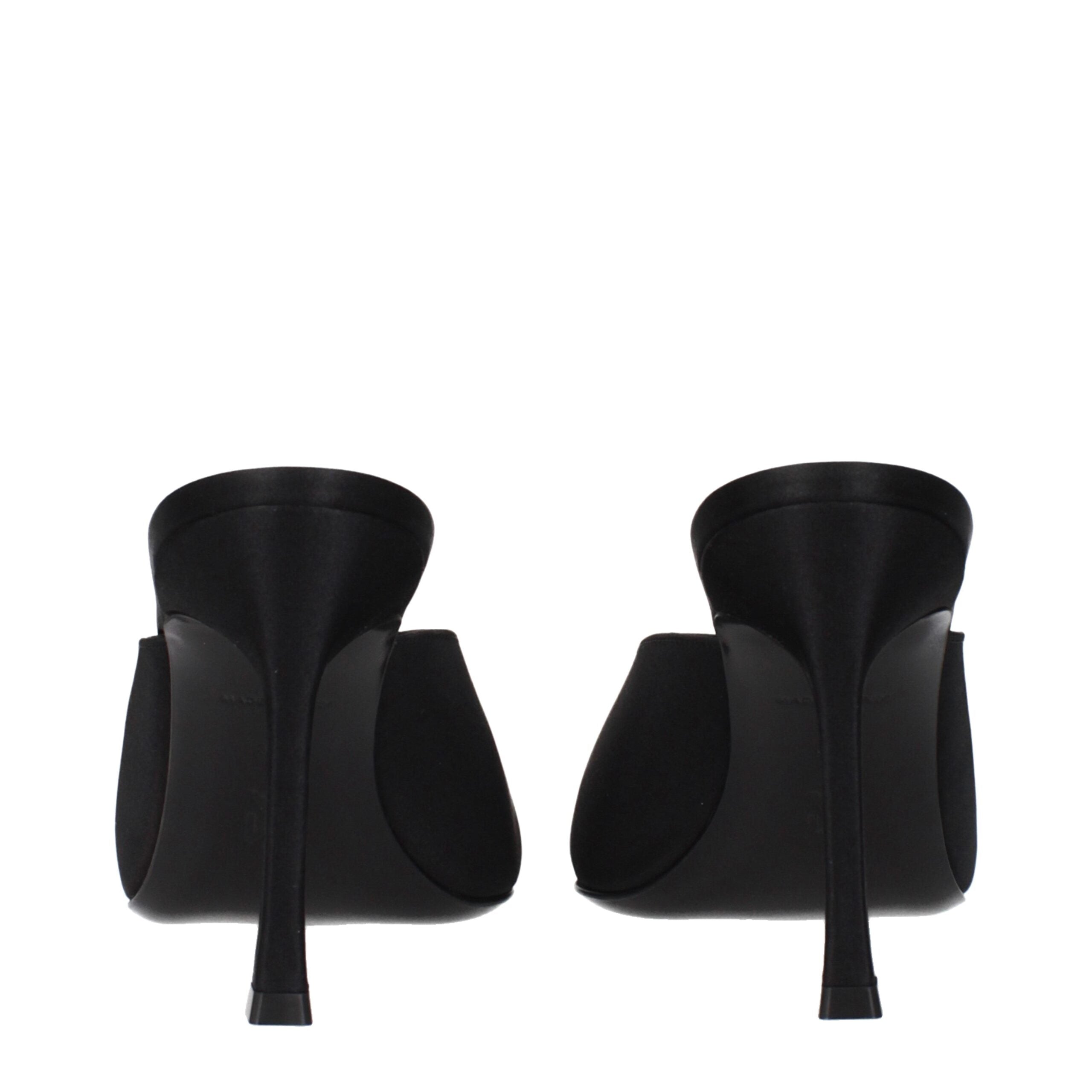 Amina Muaddi Camelia Mule 90 Sandali in Raso Nero (Dettagli Strass)