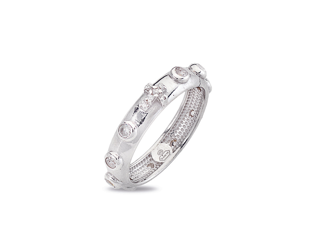 Amen Unisex Silver Rosary Ring AROBB-10