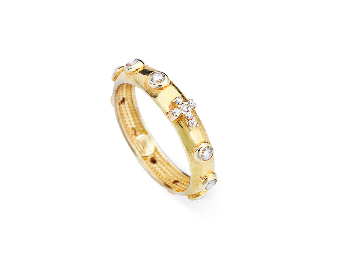 Amen Unisex Silver Rosary Ring AROGB-10