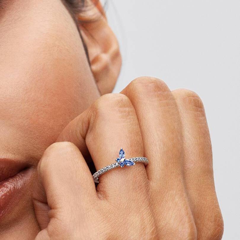 Anello Pandora Farfalla Scintillante Blu 194269C01