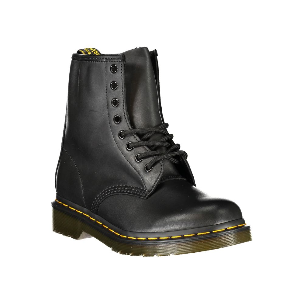 Anfibi Dr. Martens in Pelle Nera, Logo e Dettagli a Contrasto