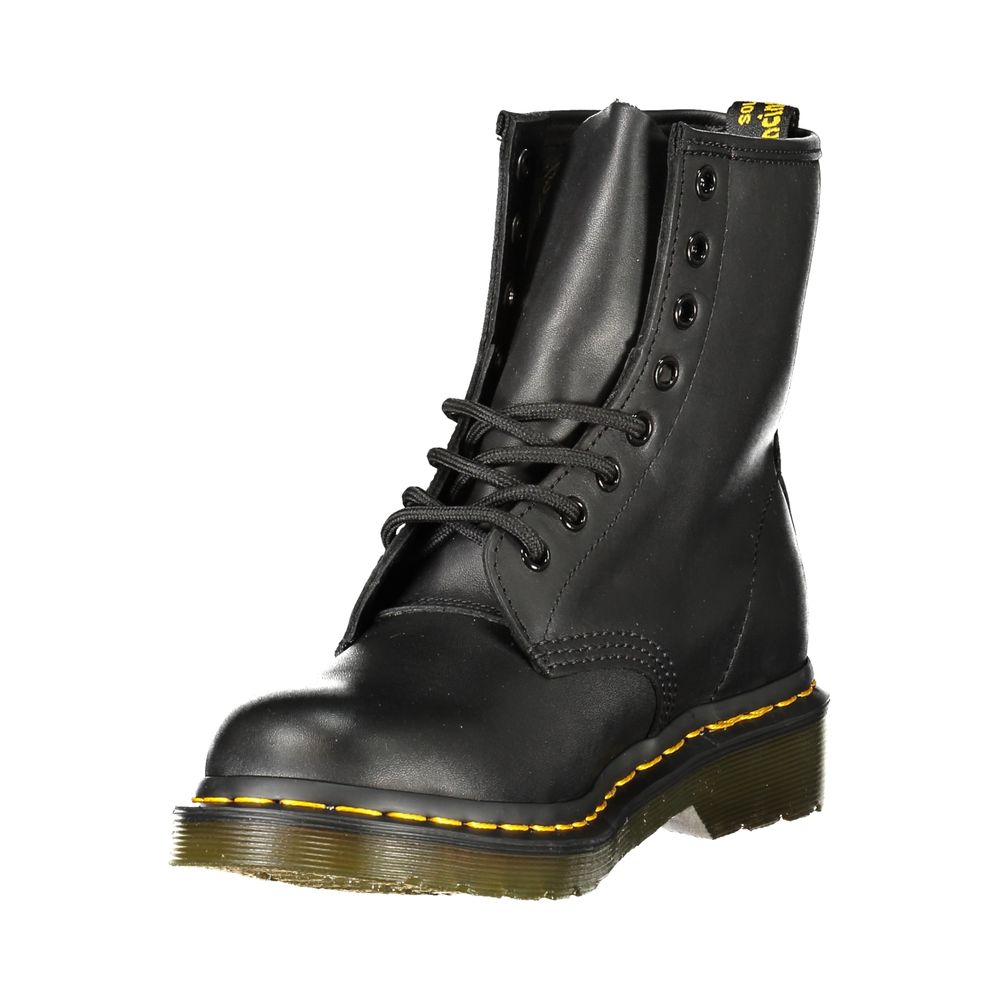 Anfibi Dr. Martens in Pelle Nera, Logo e Dettagli a Contrasto