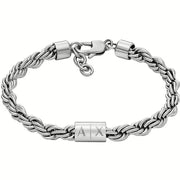 Armani Exchange Bracciale Uomo a Catena Larga in Acciaio Inossidabile Argento