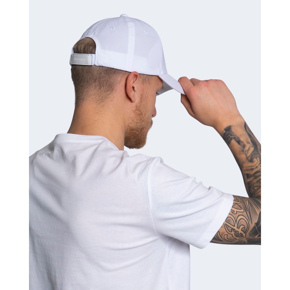 Armani Exchange Cappellino da Baseball Uomo in Cotone Bianco con Logo AX