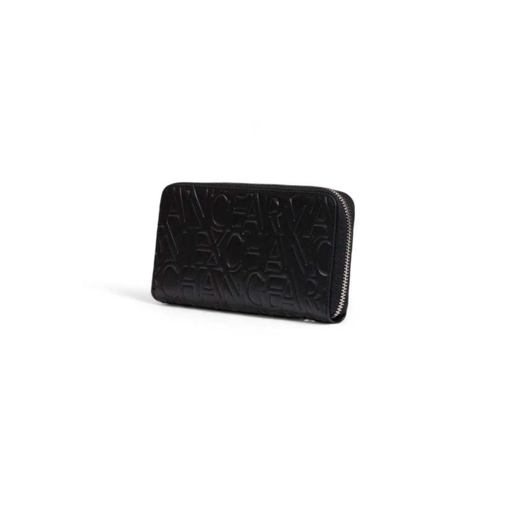 Armani Exchange Portafoglio Grande Donna in Poliuretano Nero con Laccio