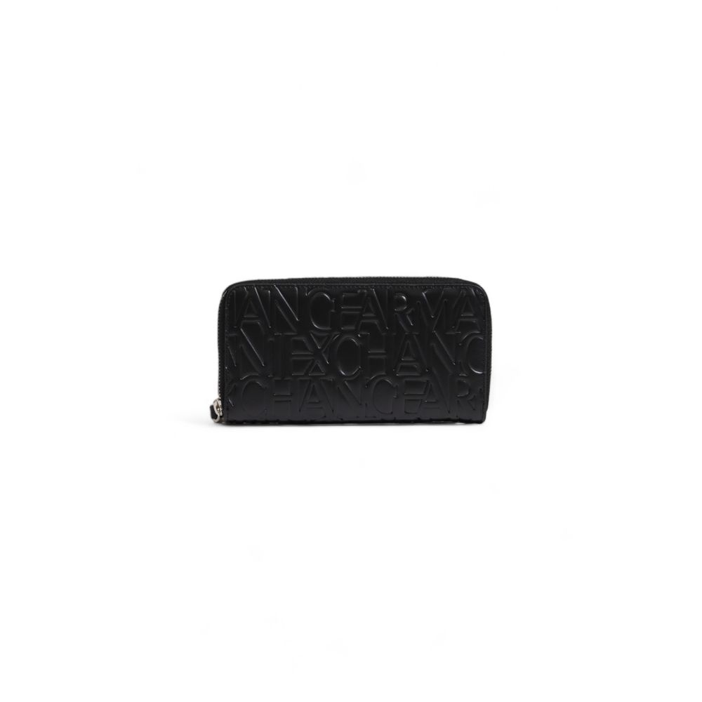 Armani Exchange Portafoglio Grande Donna in Poliuretano Nero con Laccio