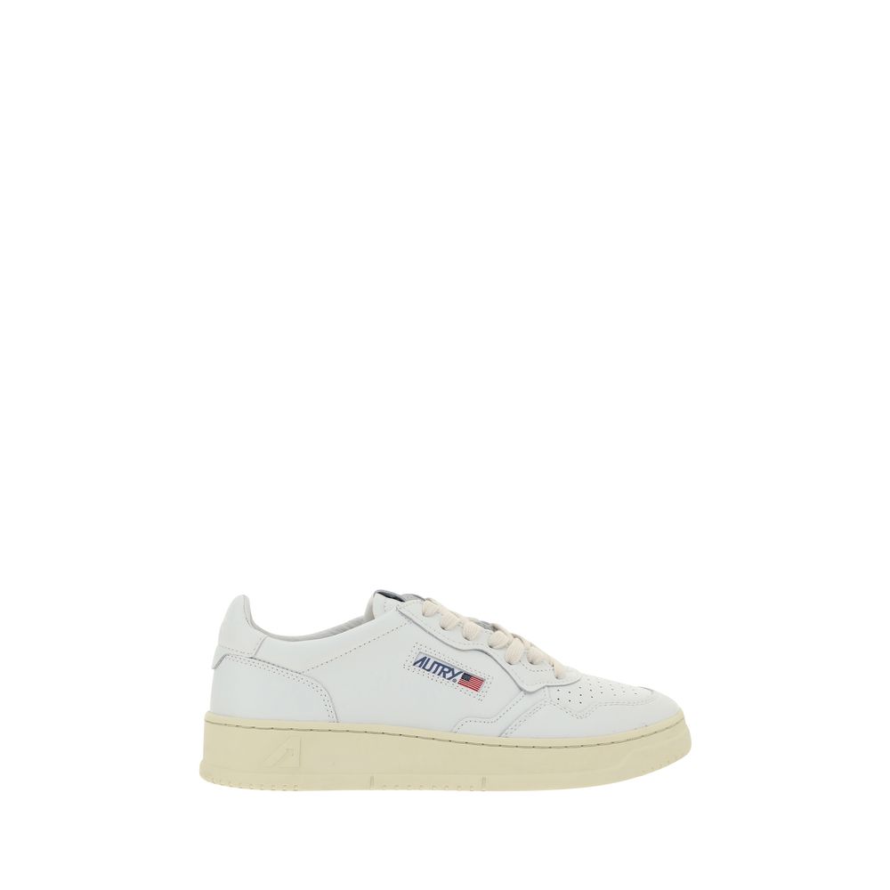 Autry Medalist Low Men's White Calfskin, Tone-on-Tone Logo