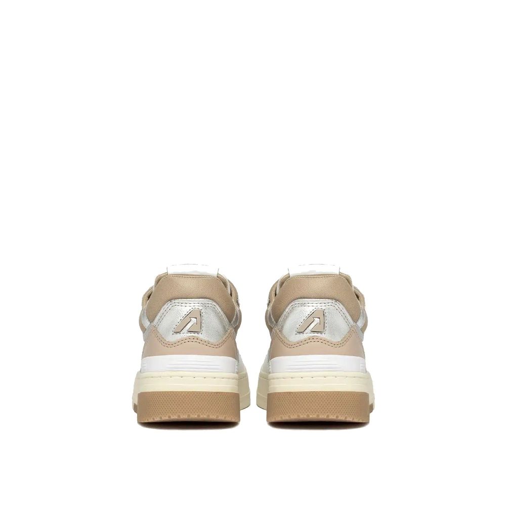 Autry Medalist Low da Donna in Pelle Bianca, Lycra® e Micro-Mesh
