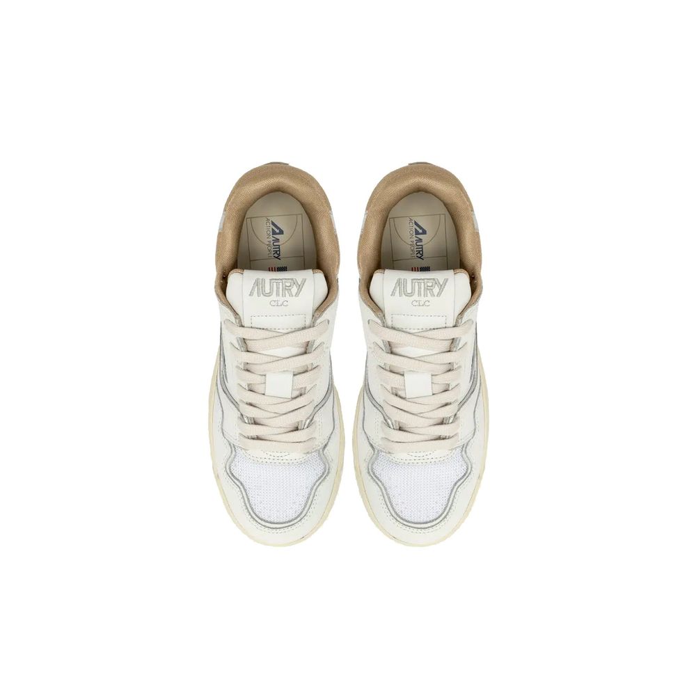Autry Medalist Low da Donna in Pelle Bianca, Lycra® e Micro-Mesh