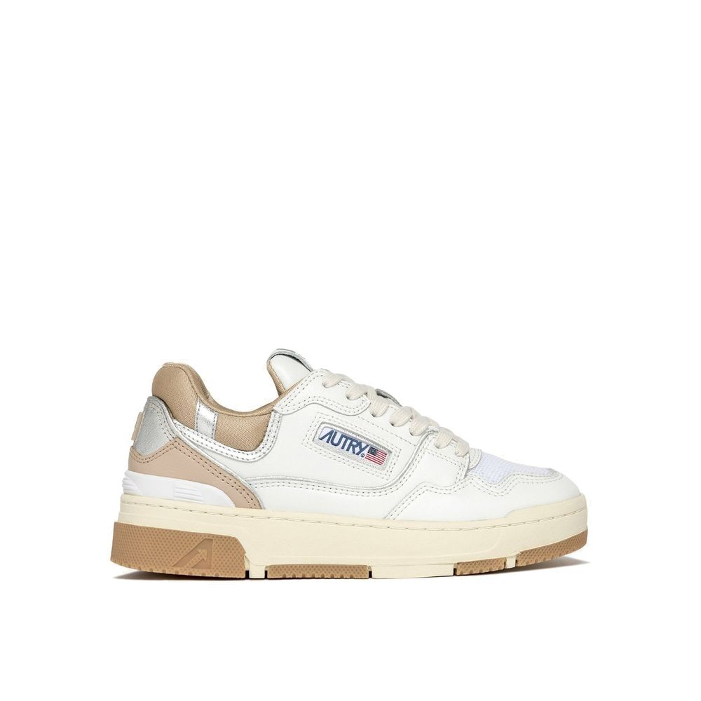 Autry Medalist Low da Donna in Pelle Bianca, Lycra® e Micro-Mesh