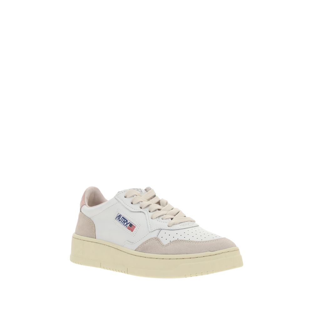 Autry Medalist Low da Donna in Pelle Bianca con Dettaglio Flag