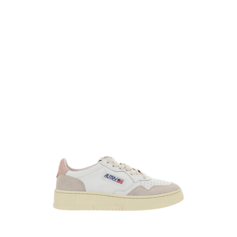Autry Medalist Low da Donna in Pelle Bianca con Dettaglio Flag
