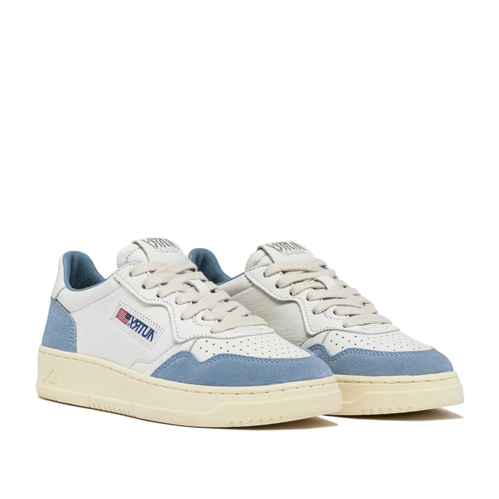Autry Medalist Low da Donna in Pelle Bianca con Dettaglio Suede, Italy
