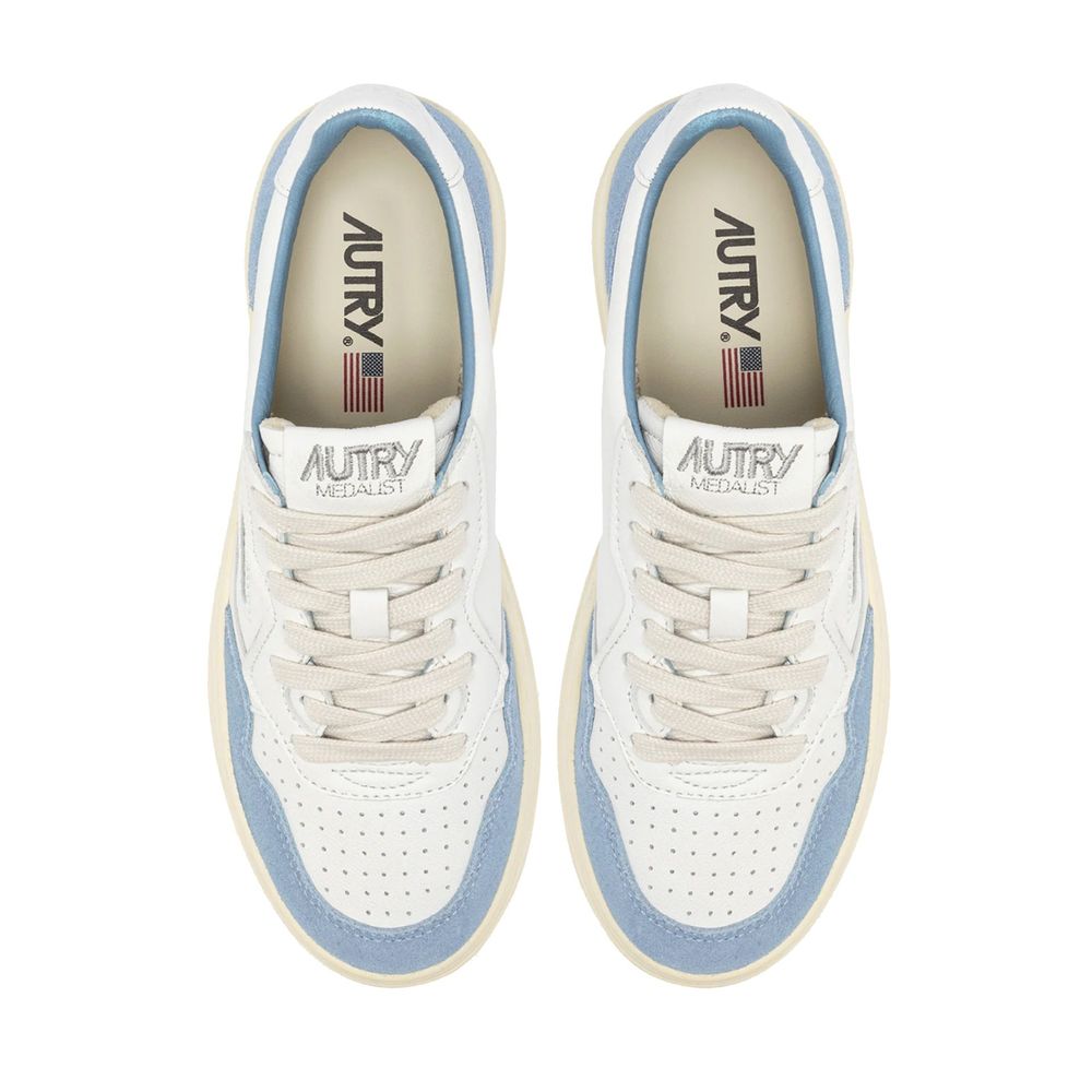 Autry Medalist Low da Donna in Pelle Bianca con Dettaglio Suede, Italy