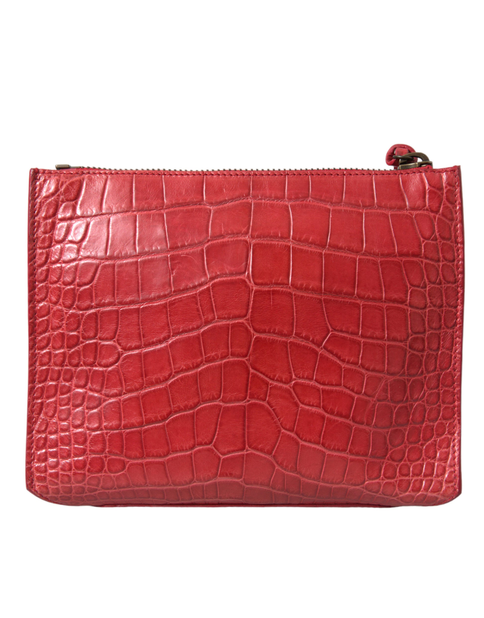 Balenciaga Pouch Classica in Pelle Esotica Alligatore Rossa