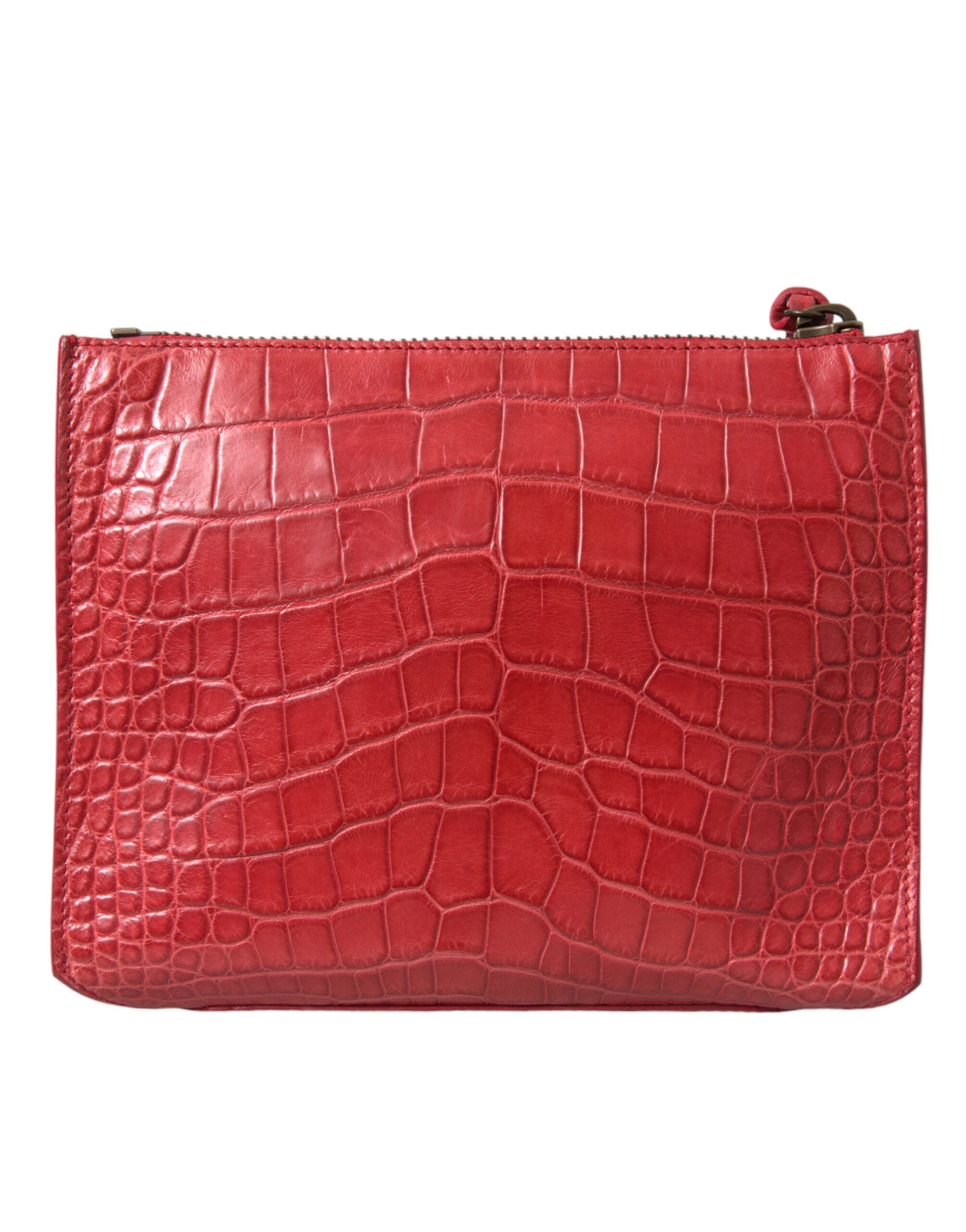Balenciaga Pouch Classica in Pelle Esotica Alligatore Rossa