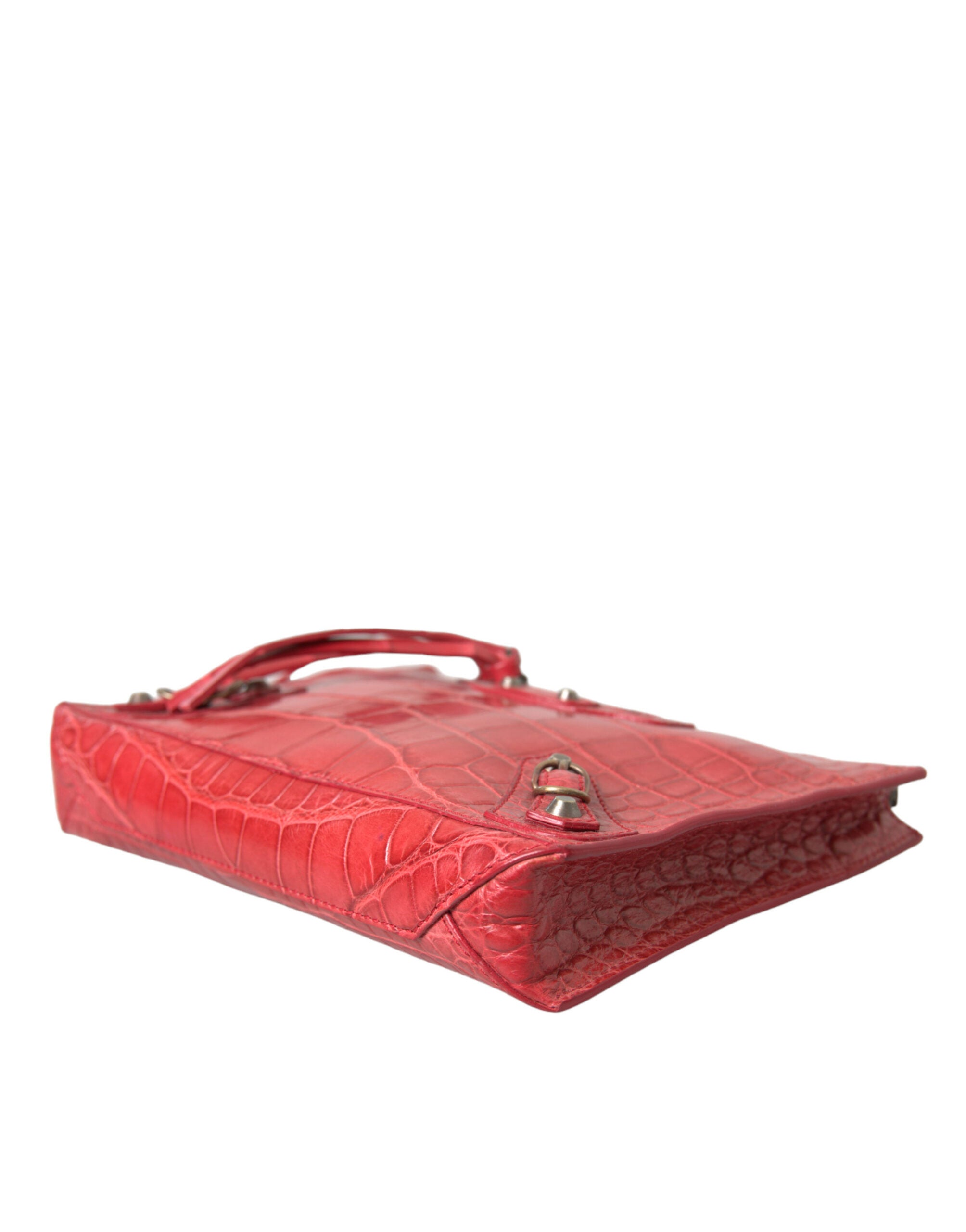 Balenciaga Pouch Classica in Pelle Esotica Alligatore Rossa