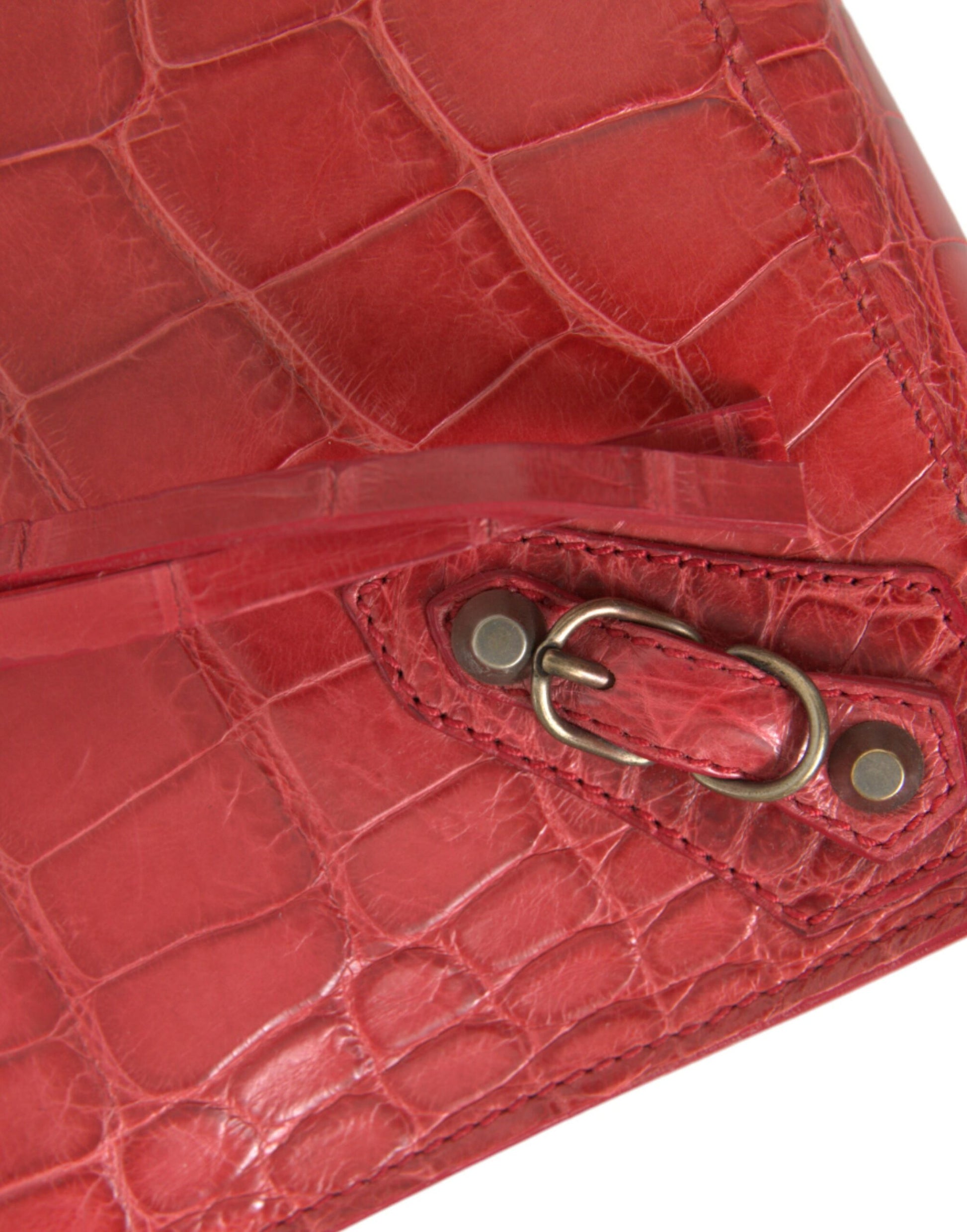 Balenciaga Pouch Classica in Pelle Esotica Alligatore Rossa
