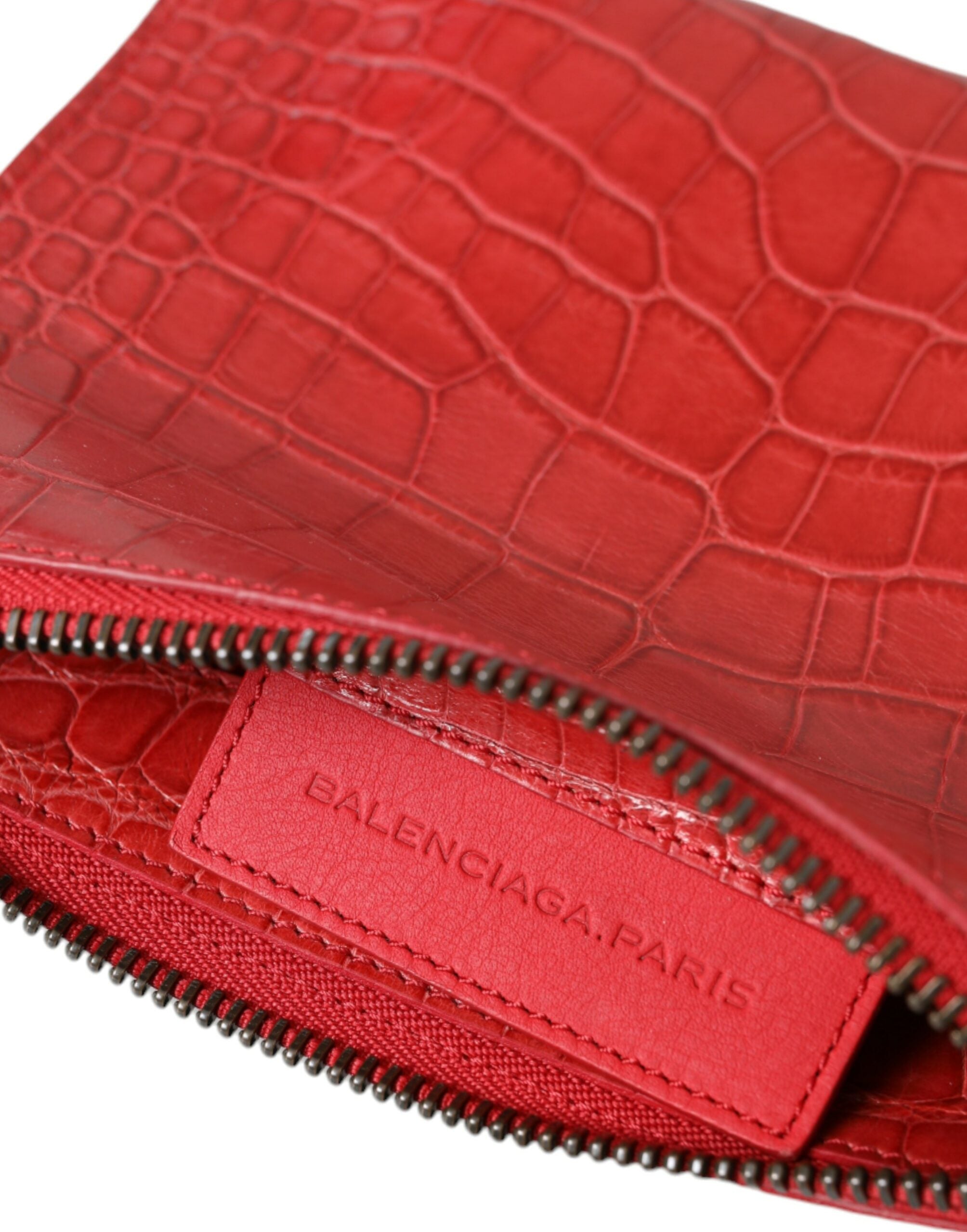 Balenciaga Pouch Classica in Pelle Esotica Alligatore Rossa
